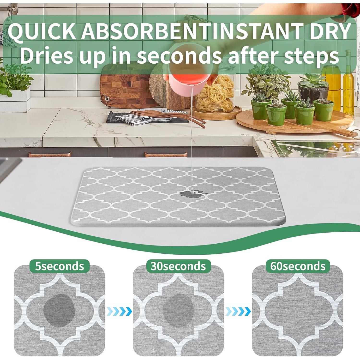 Alfombrilla de Secado Plegable Yeload de Piedra Gris 40.6x30.5 cm