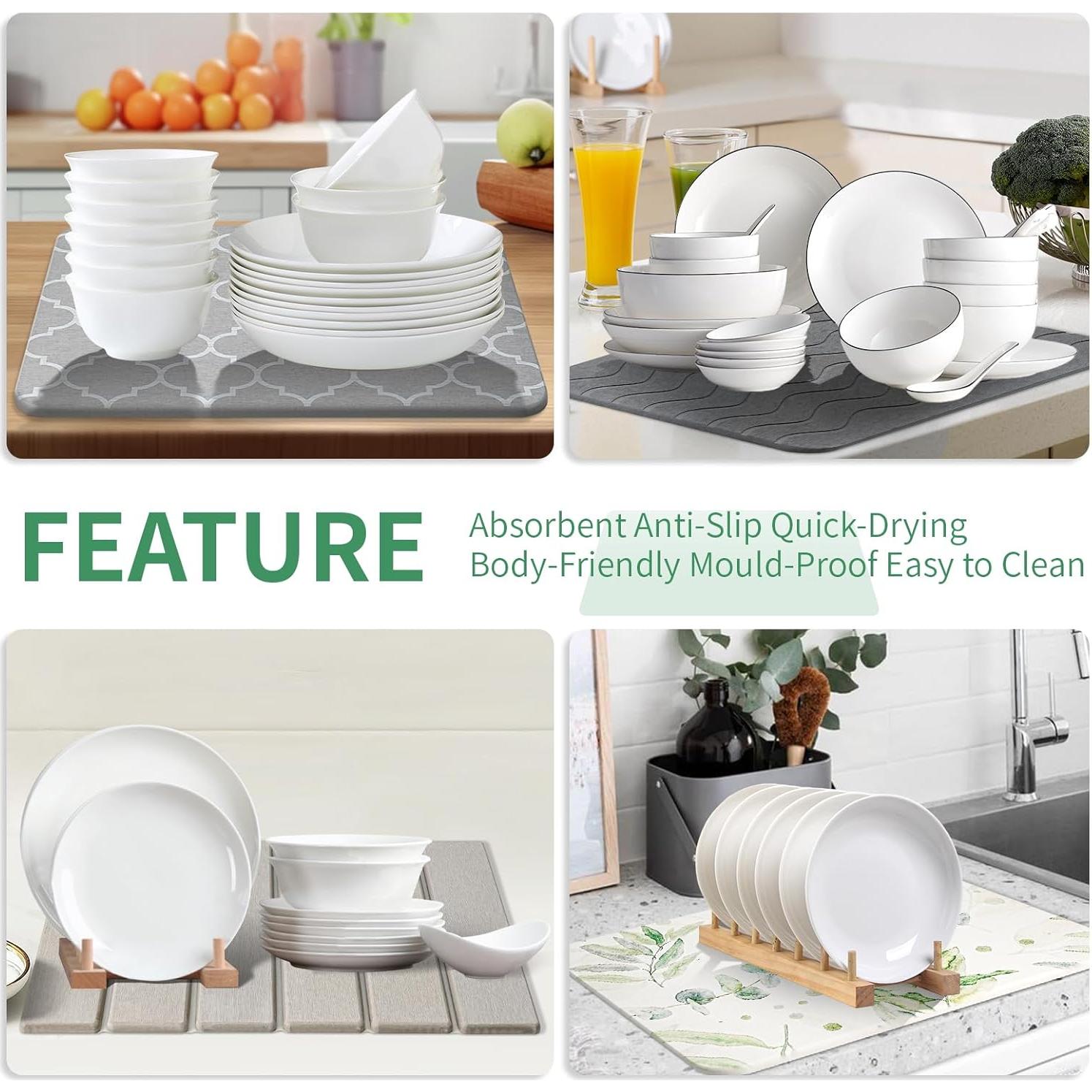 Alfombrilla de Secado Plegable Yeload de Piedra Gris 40.6x30.5 cm