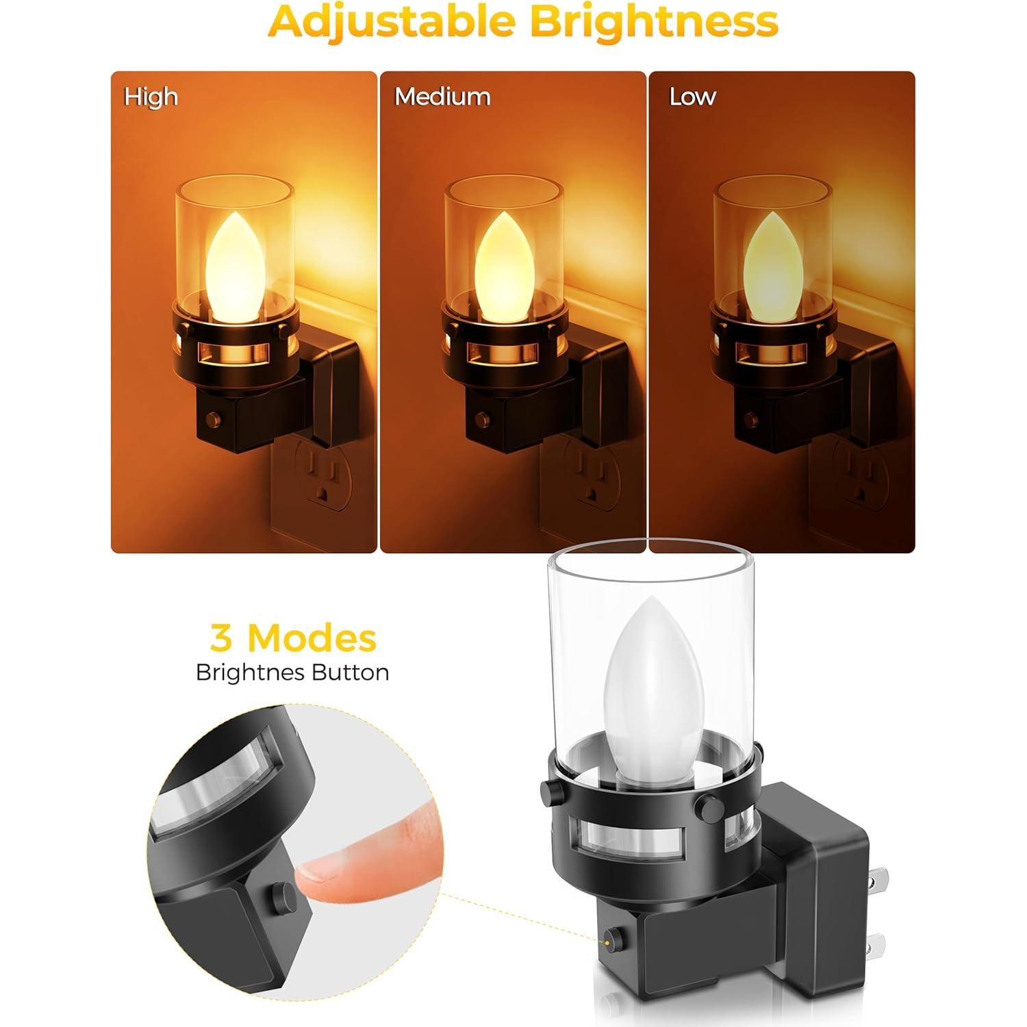 Luz Nocturna LED Briignite Ámbar Enchufable 2 Piezas 1800K