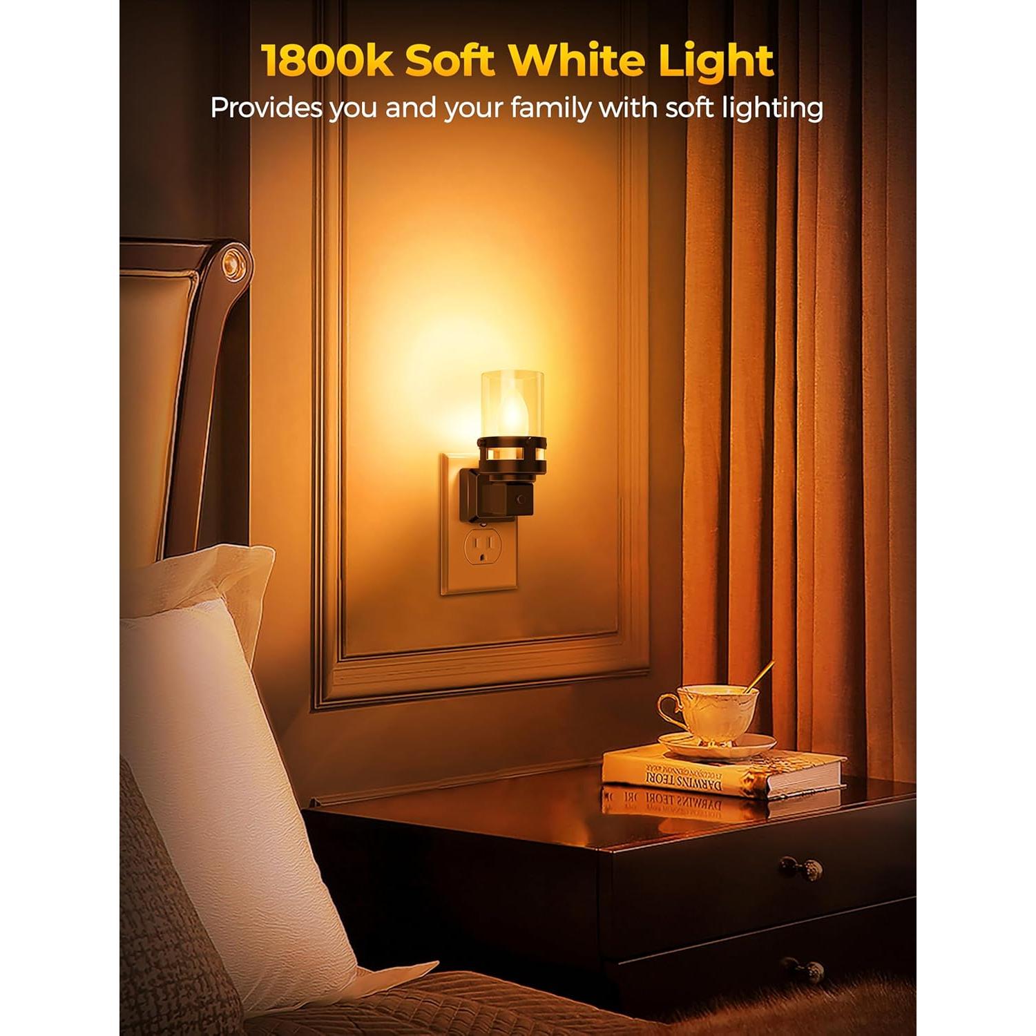 Luz Nocturna LED Briignite Ámbar Enchufable 2 Piezas 1800K