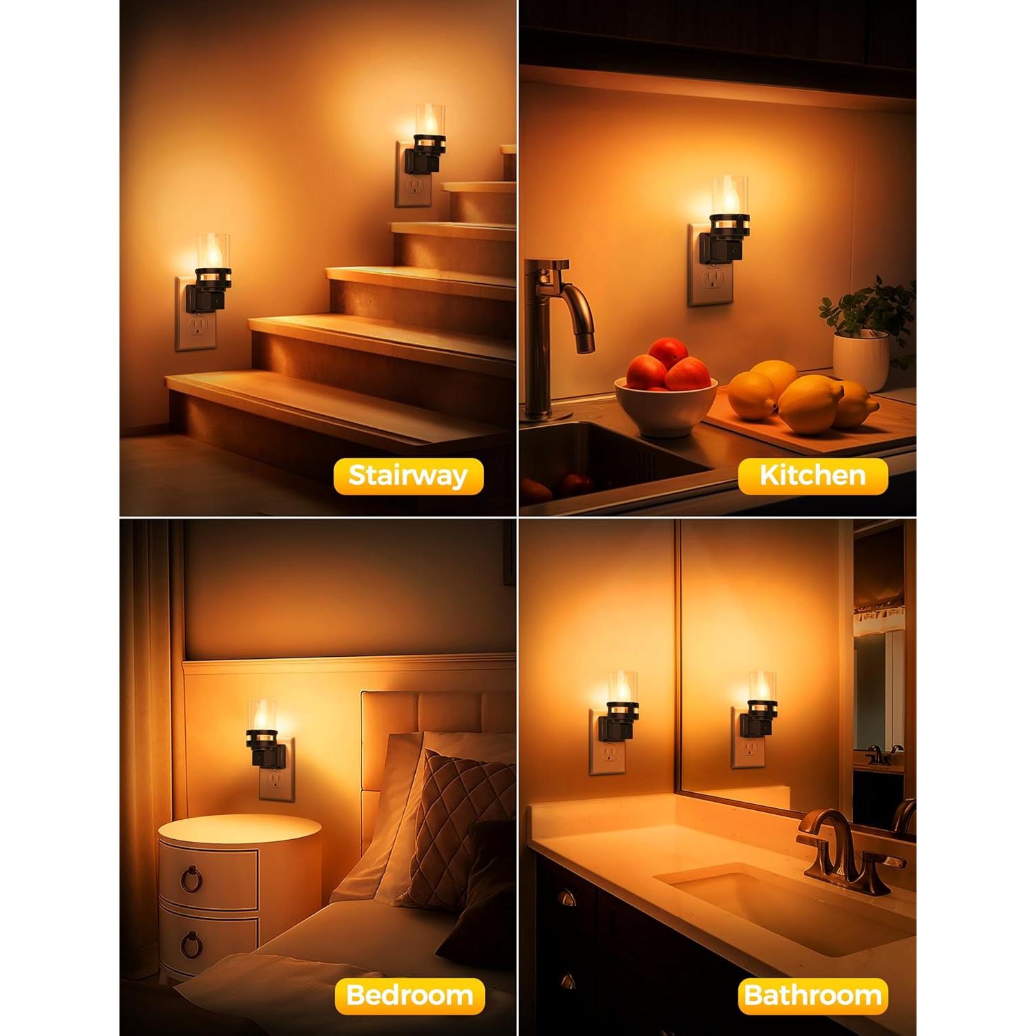 Luz Nocturna LED Briignite Ámbar Enchufable 2 Piezas 1800K