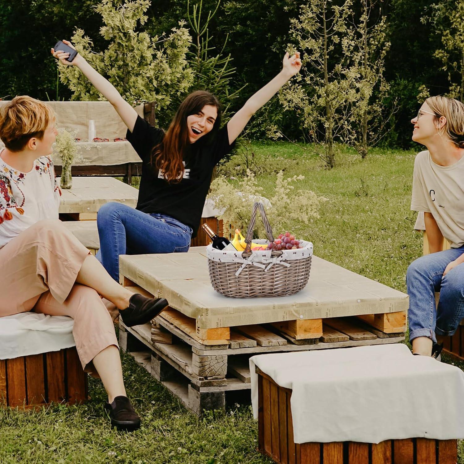 Cesta de Picnic Ovalada G GOOD GAIN Beige 36.8x26.9x18 cm