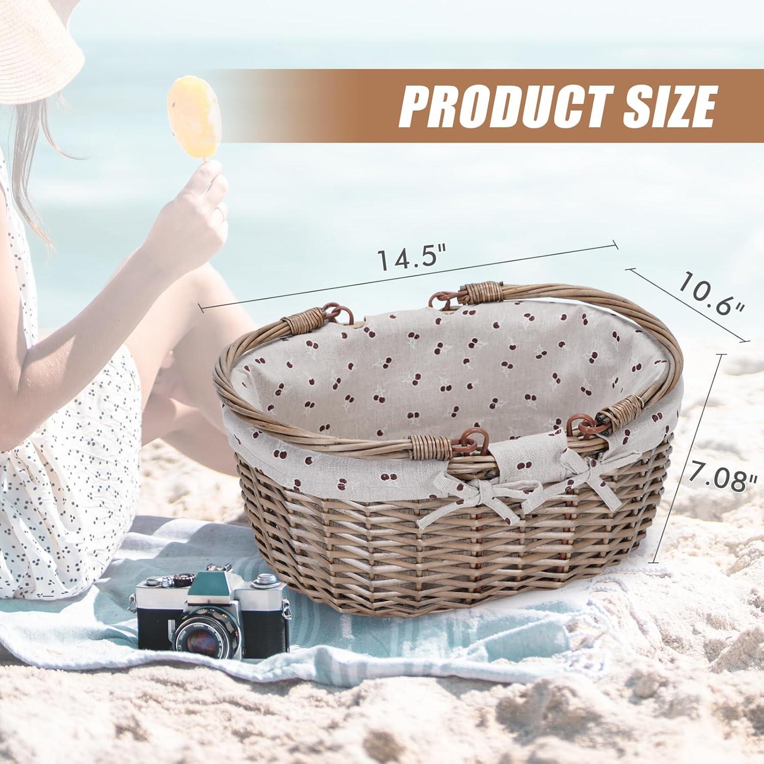 Cesta de Picnic Ovalada G GOOD GAIN Beige 36.8x26.9x18 cm