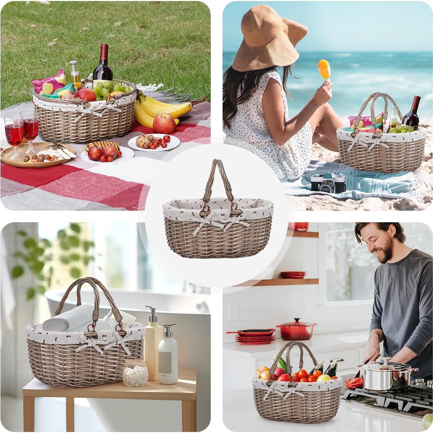 Cesta de Picnic Ovalada G GOOD GAIN Beige 36.8x26.9x18 cm