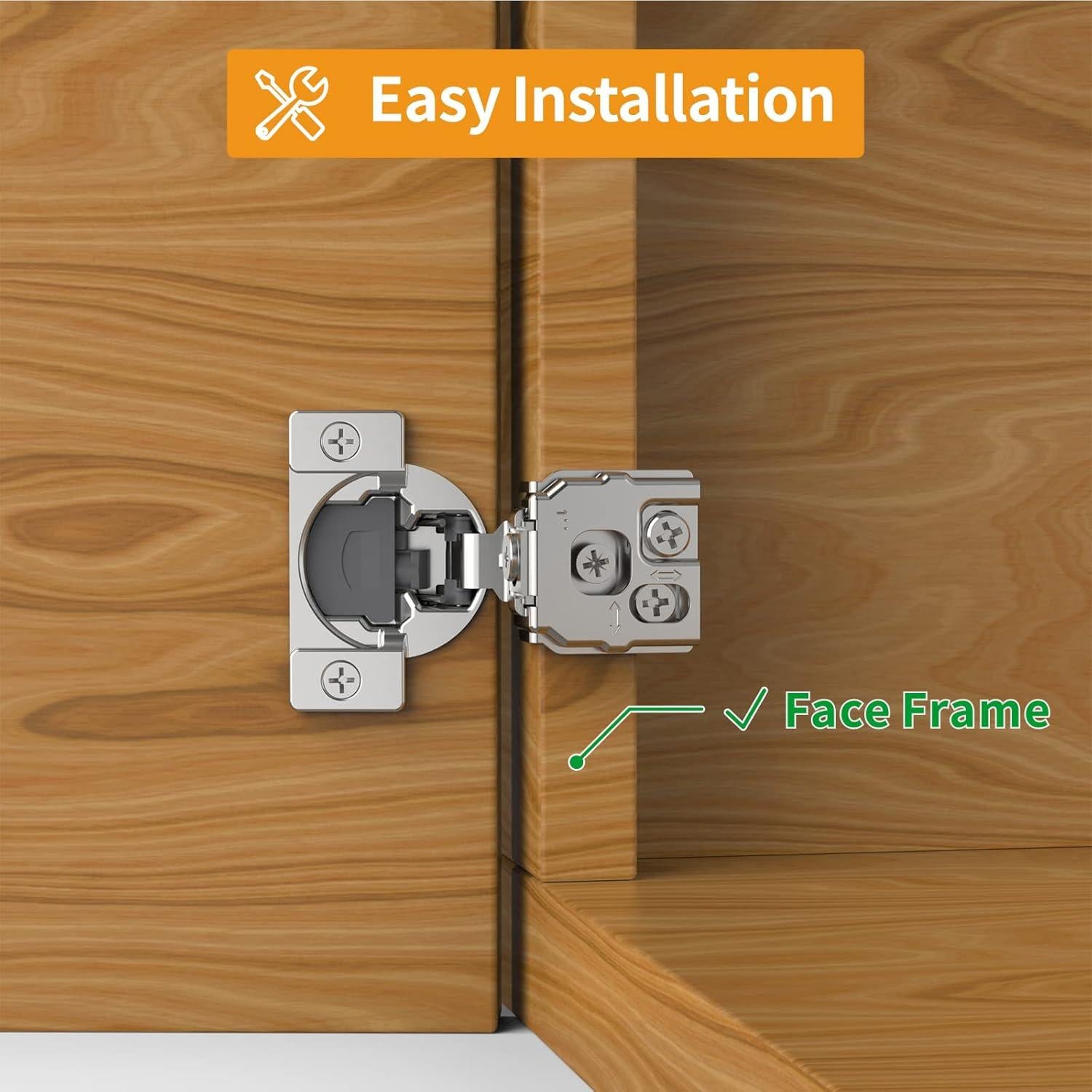 Paquete de 10 bisagras ocultas Chibery 1" cierre suave níquel