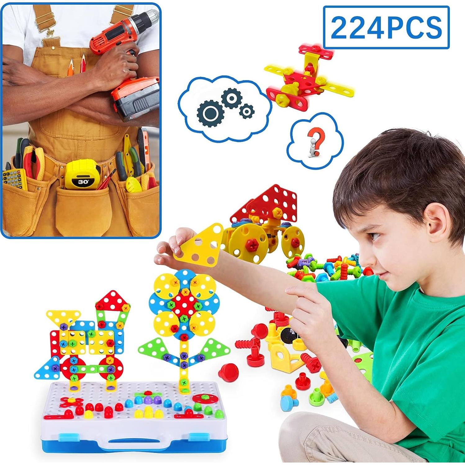 Juego de Construcción STEM SUPSTEM 224 Piezas con Taladro