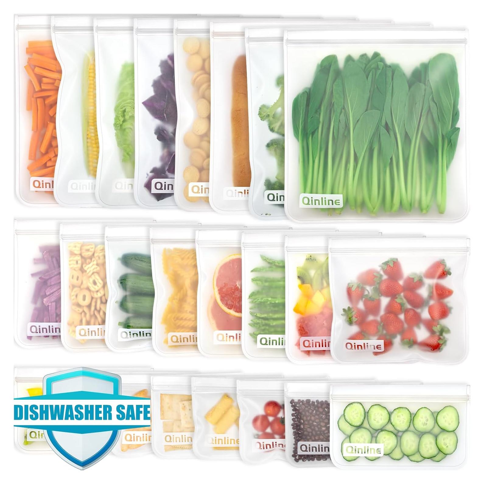 Bolsas Reutilizables Qinline 24 Piezas 1 Galón para Alimentos