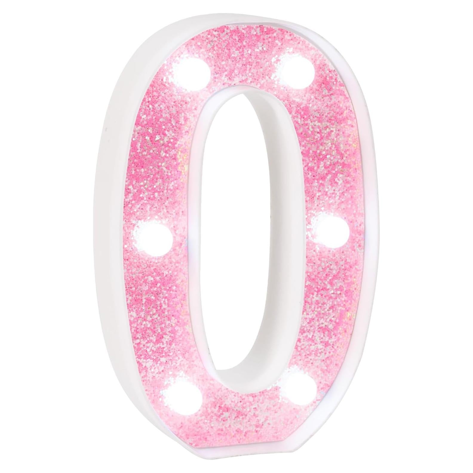 Lámpara de Números LED Rosa 0 - Decoración de Cumpleaños