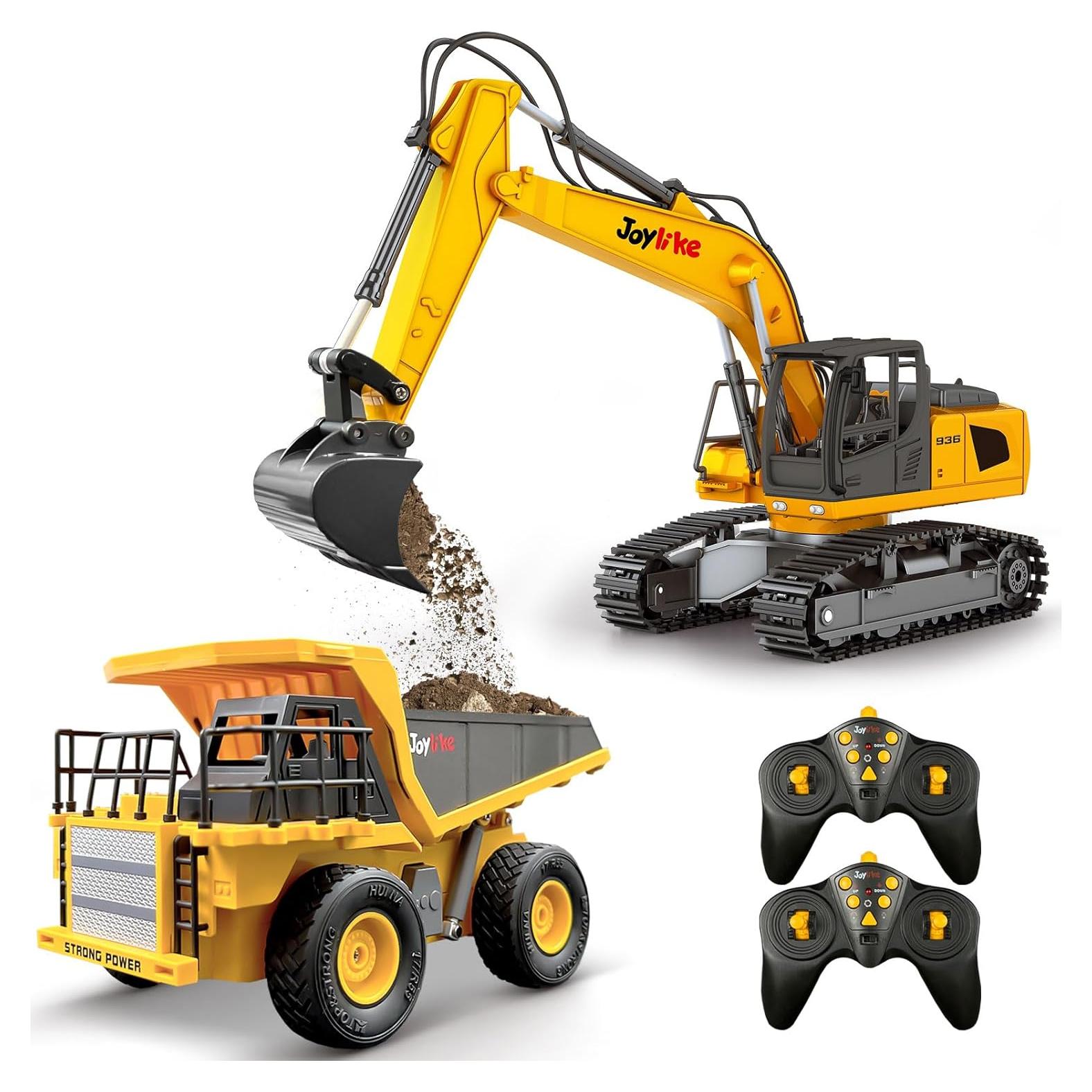 Juego Excavadora y Camión Volquete RC Joylike 1:24 Metal