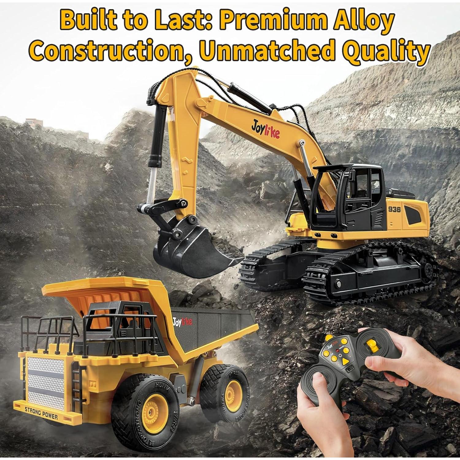 Juego Excavadora y Camión Volquete RC Joylike 1:24 Metal