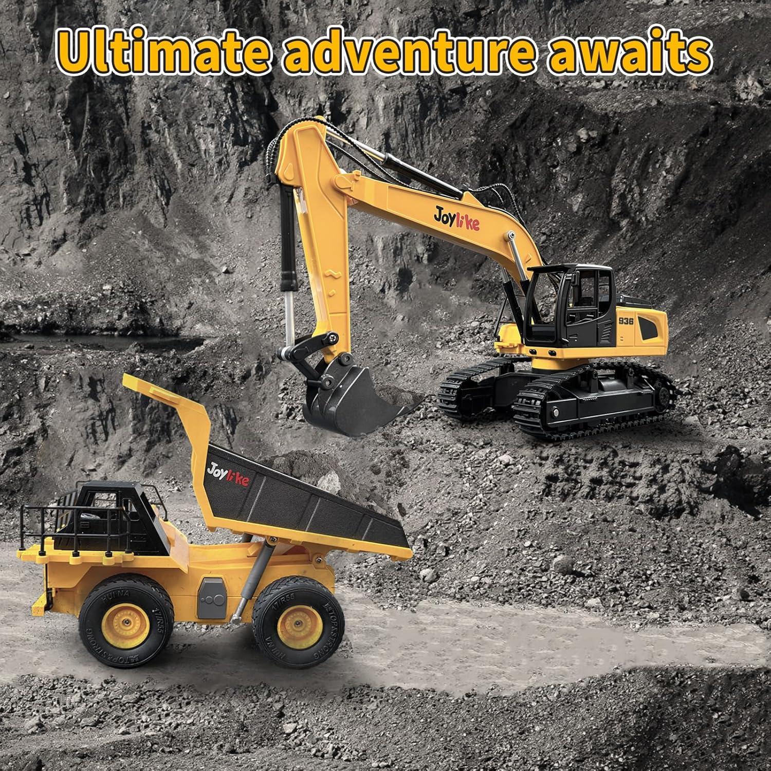 Juego Excavadora y Camión Volquete RC Joylike 1:24 Metal