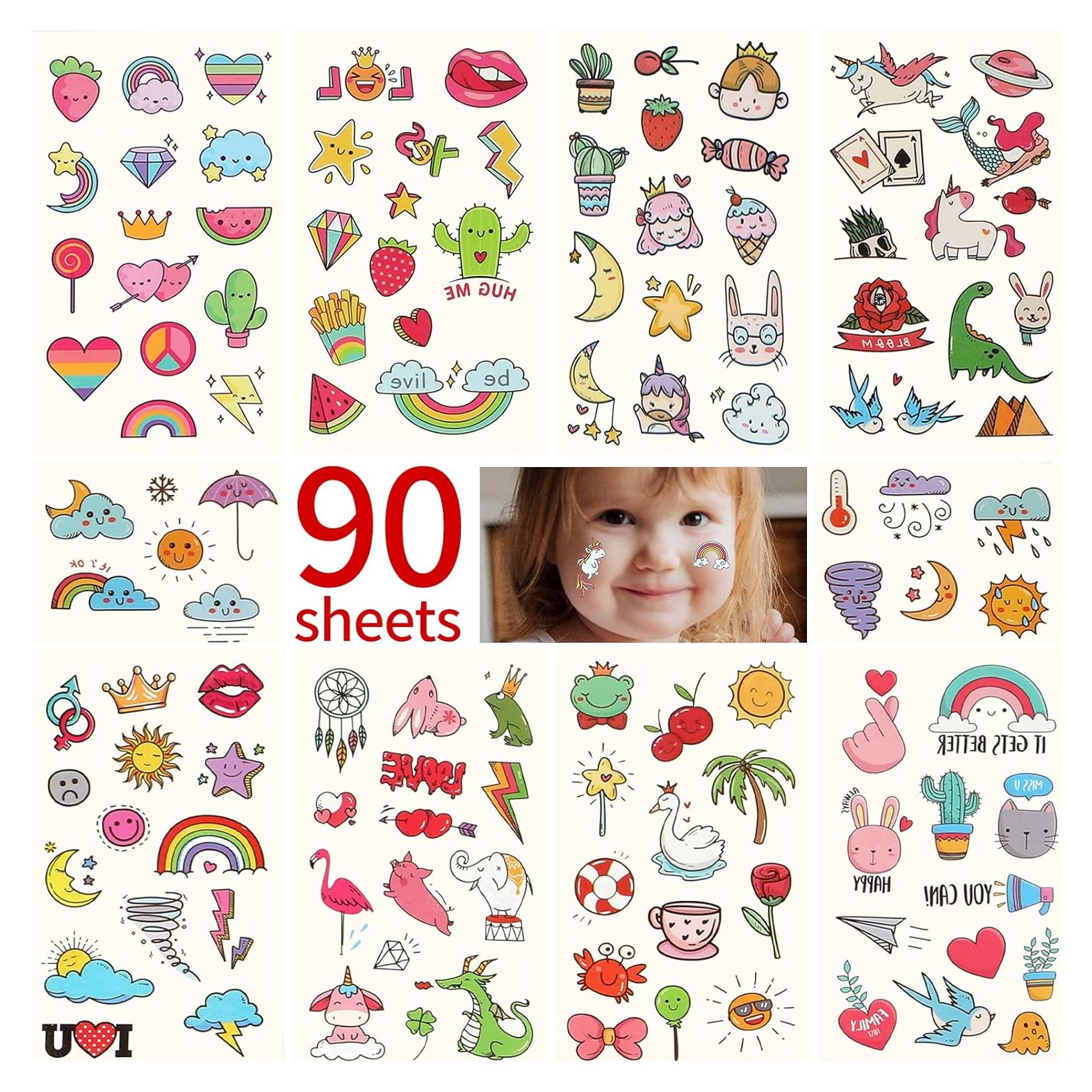 Tatuajes Temporales Metker 90 Hojas 1000 Patrones A Prueba de Agua