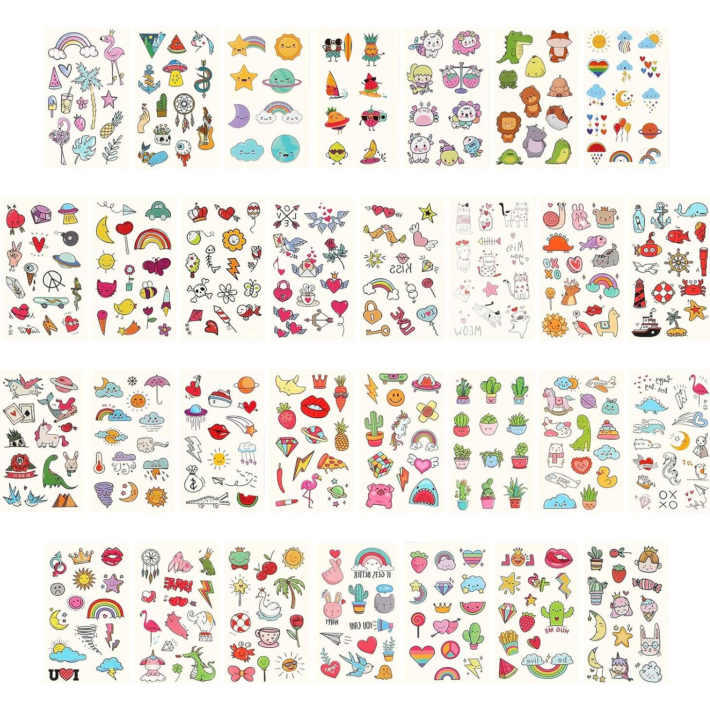 Tatuajes Temporales Metker 90 Hojas 1000 Patrones A Prueba de Agua