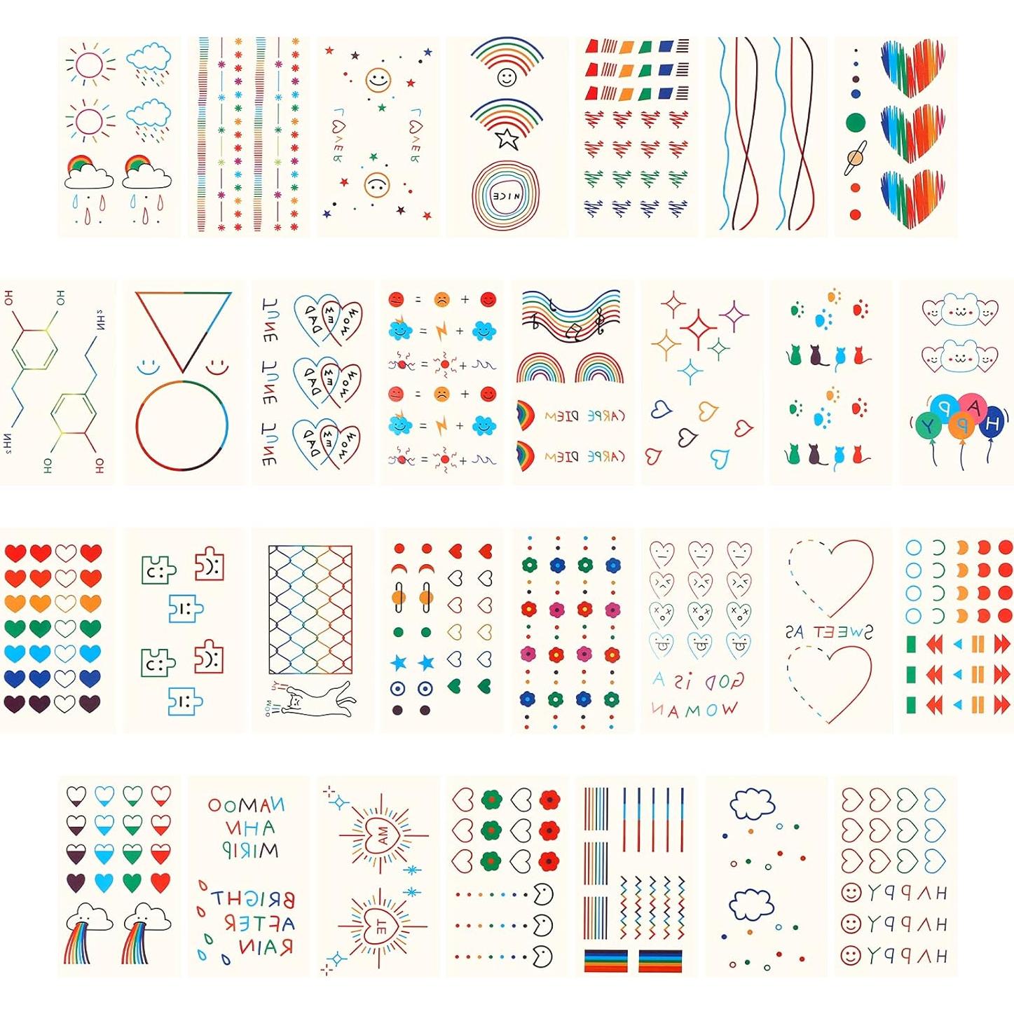 Tatuajes Temporales Metker 90 Hojas 1000 Patrones A Prueba de Agua