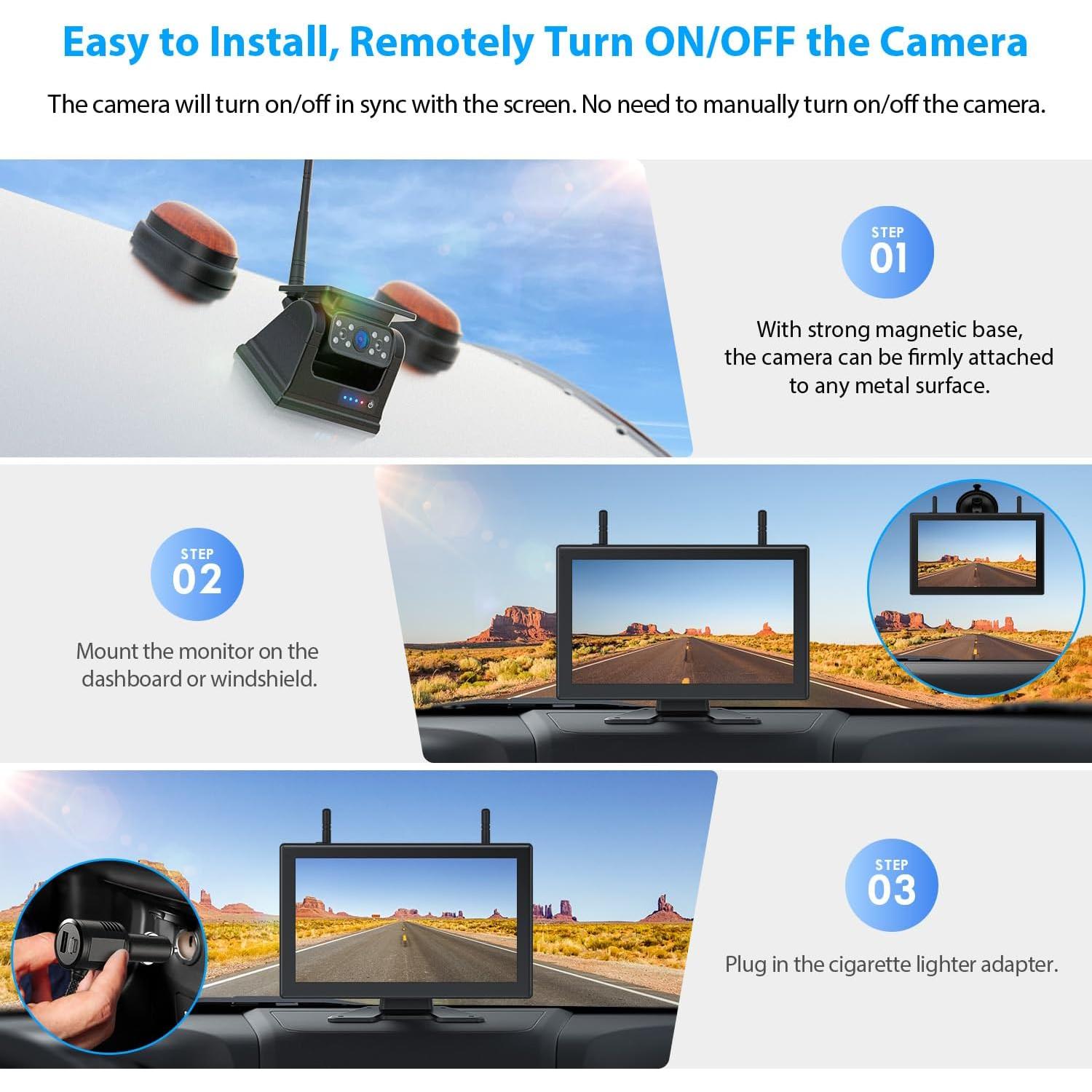 Sistema de Cámara de Respaldo Inalámbrico Solar 10.1" HD1080P