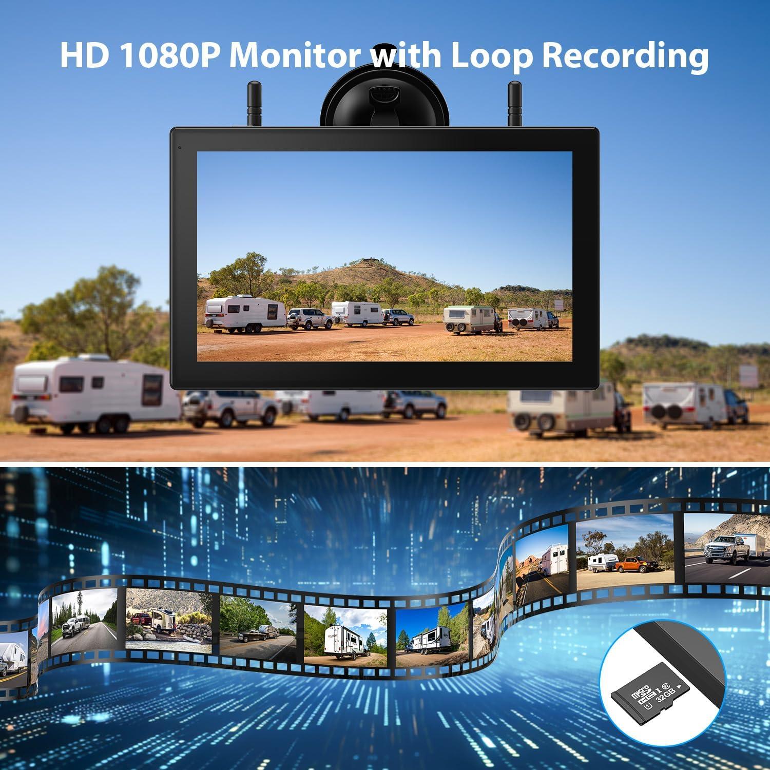 Sistema de Cámara de Respaldo Inalámbrico Solar 10.1" HD1080P