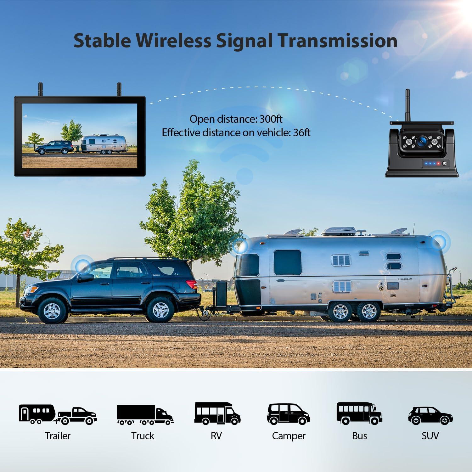 Sistema de Cámara de Respaldo Inalámbrico Solar 10.1" HD1080P