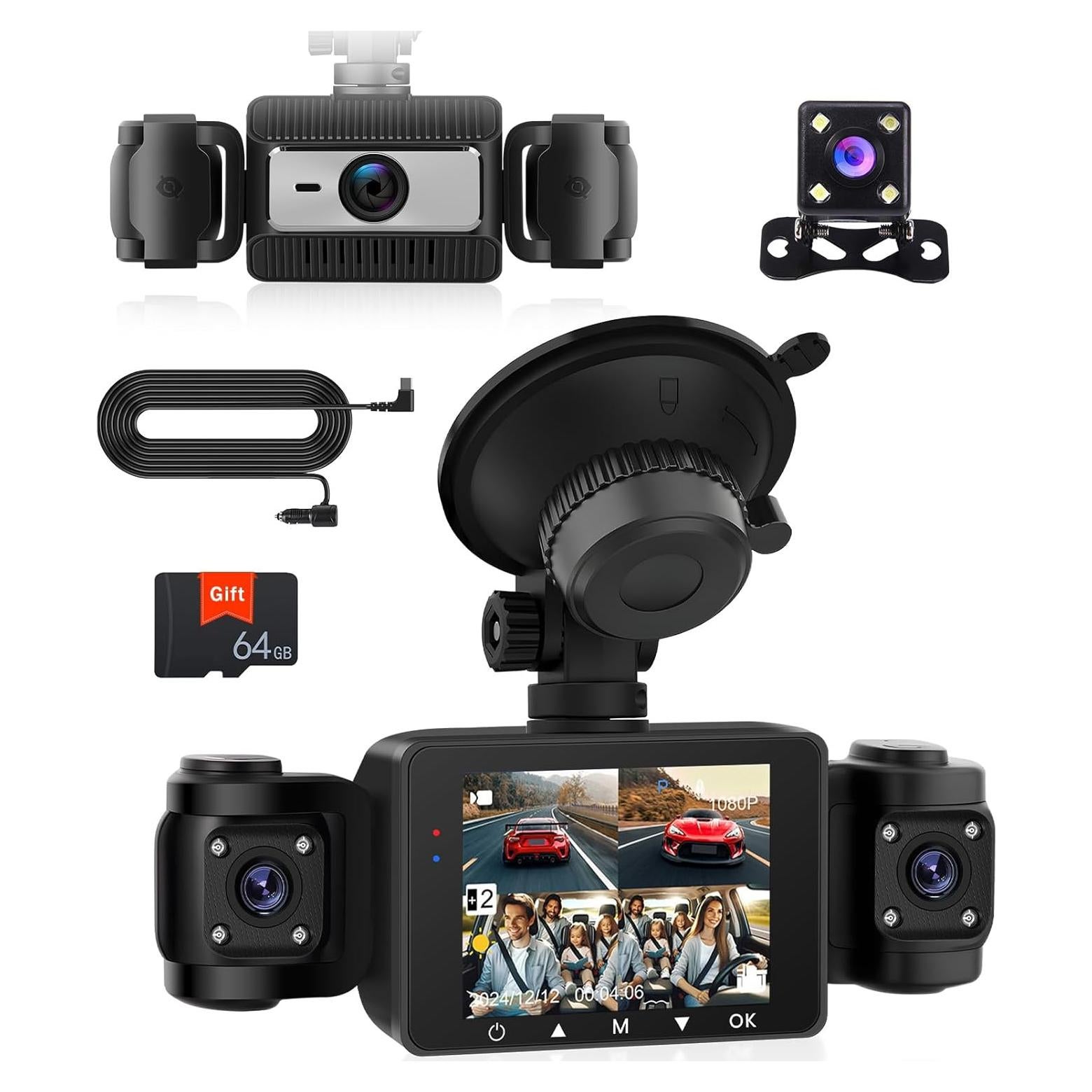 Cámara Dash 4 Canales UNITOPSCI 1080P con Tarjeta 64GB