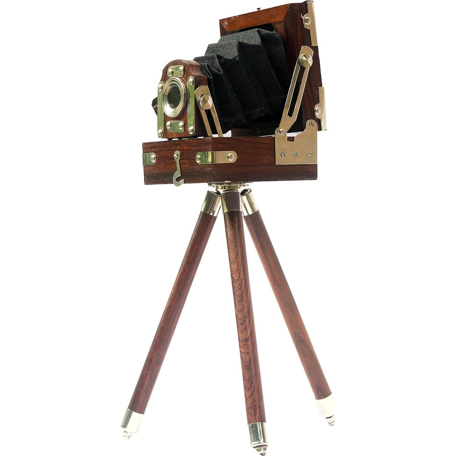 Cámara decorativa vintage Look Hollywood con trípode de madera