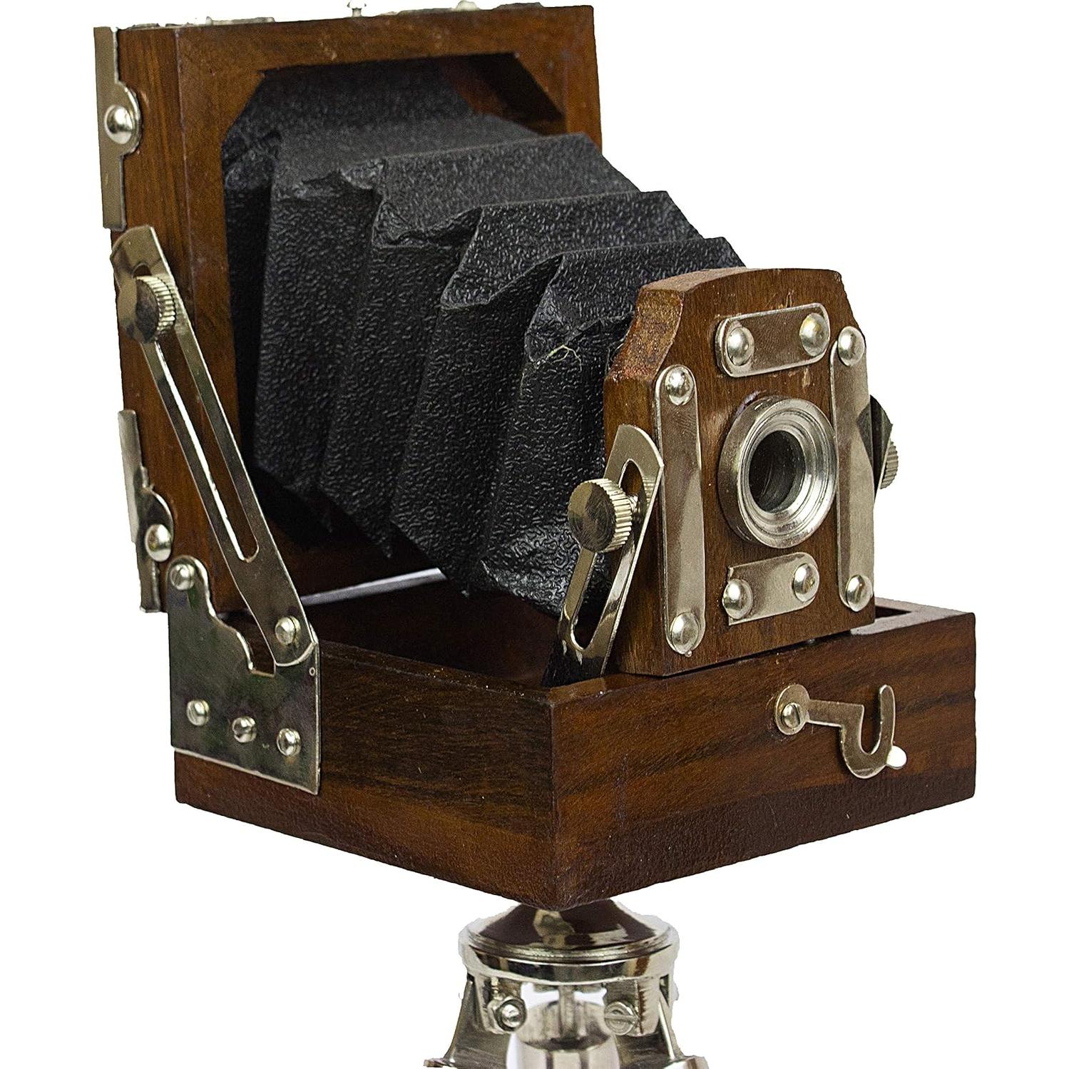 Cámara decorativa vintage Look Hollywood con trípode de madera