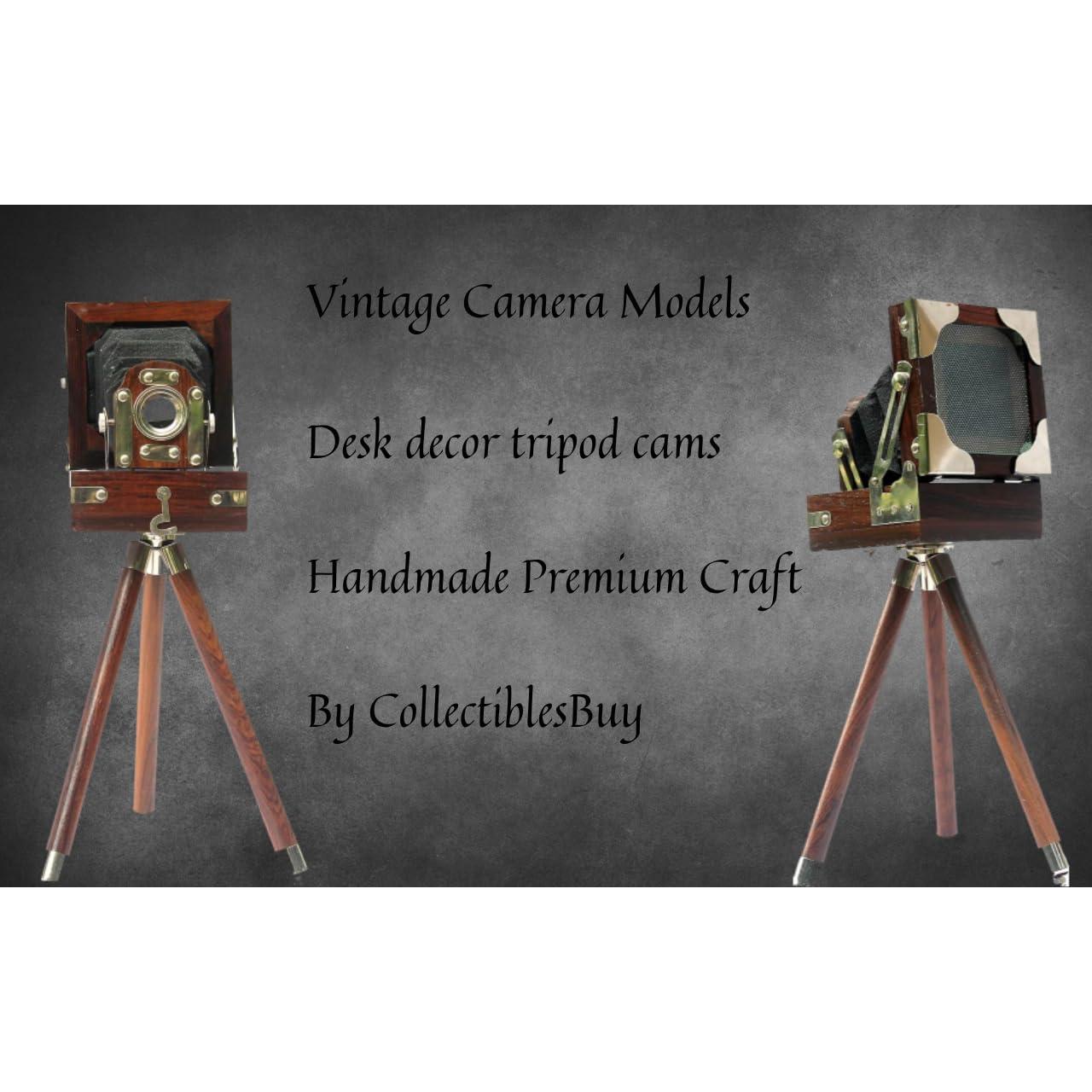 Cámara decorativa vintage Look Hollywood con trípode de madera