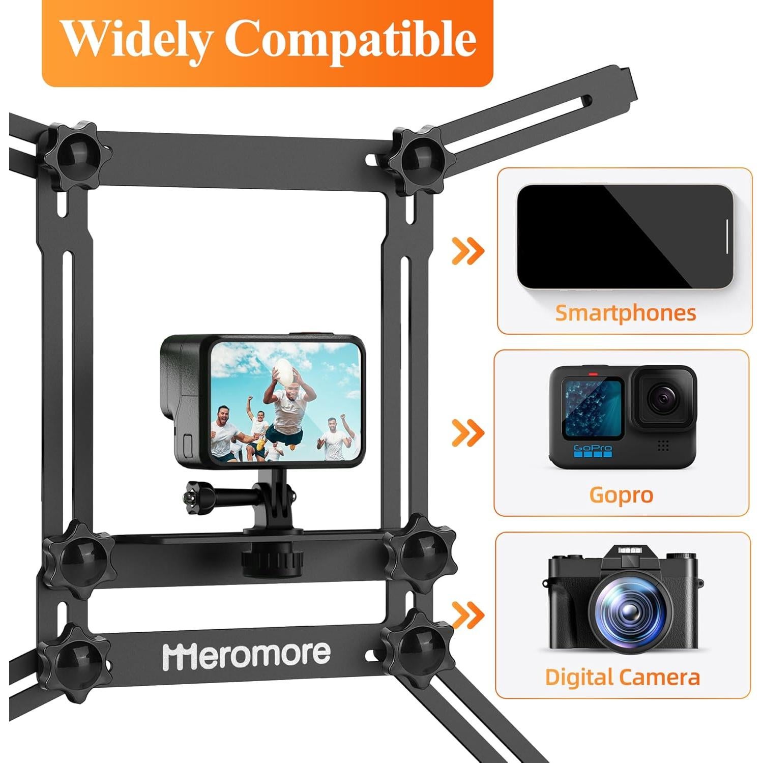 Montaje de Cerca Negro Meromore para Cámara de Acción y Smartphone