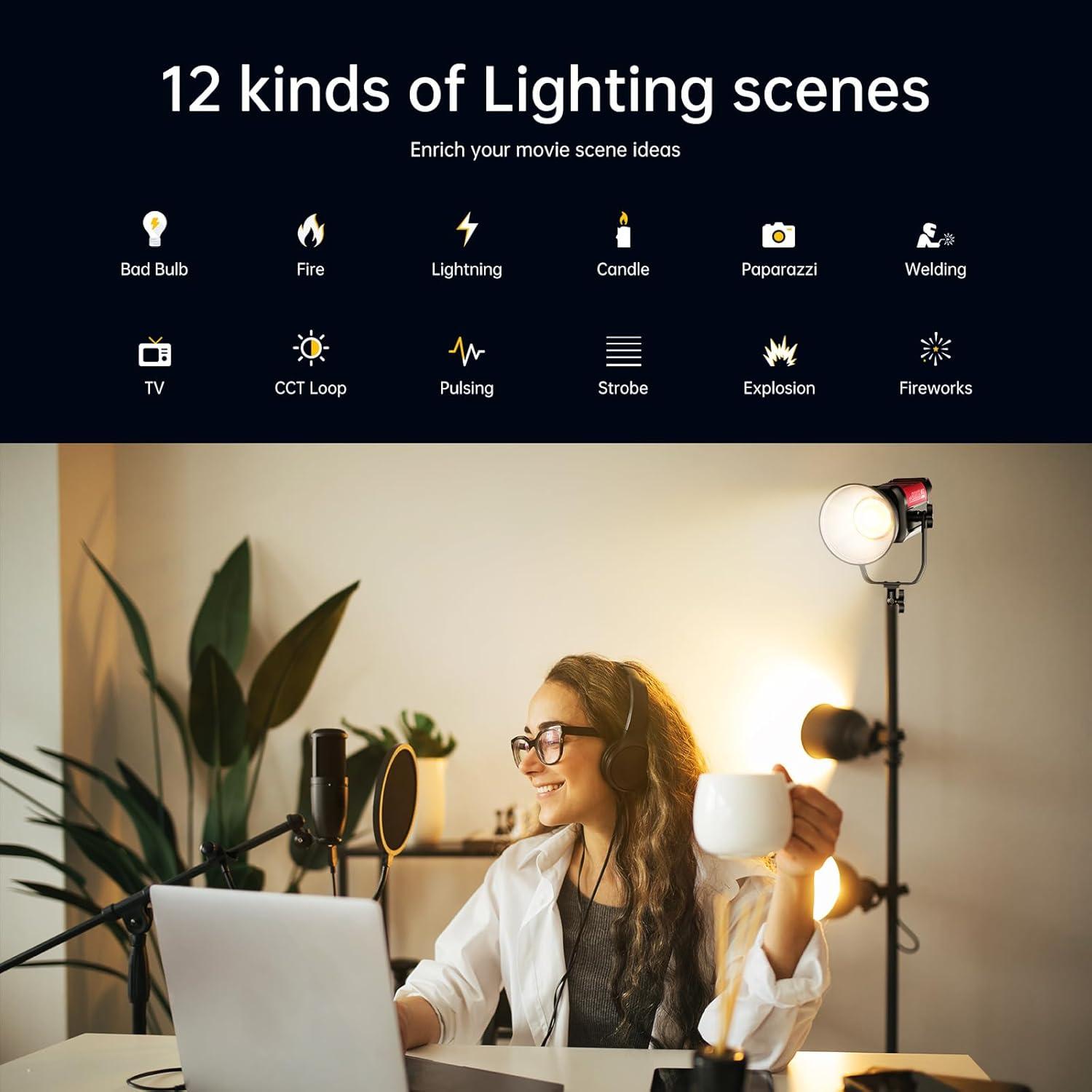 Kit de Iluminación Continua GVM PRO200B 200W con Control DMX