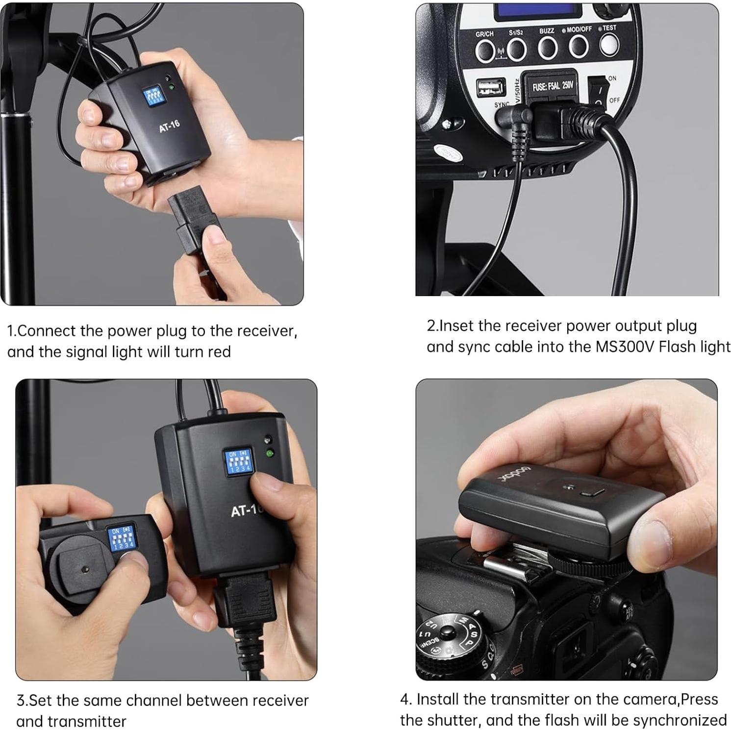 Kit de Luz de Flash Estroboscópica Godox MS300V 600W con Accesorios