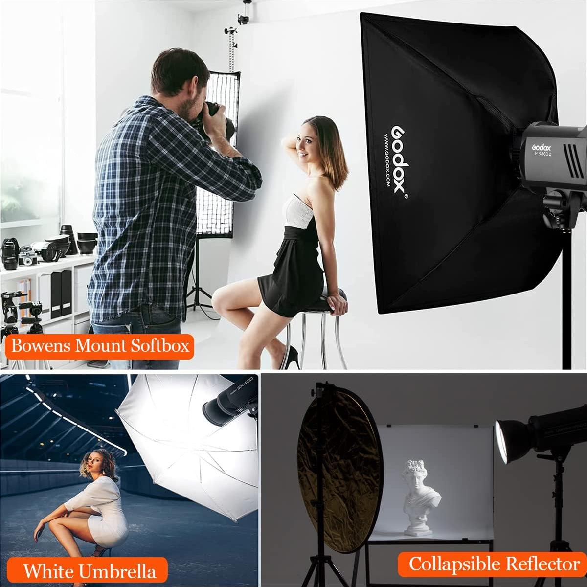 Kit de Luz de Flash Estroboscópica Godox MS300V 600W con Accesorios
