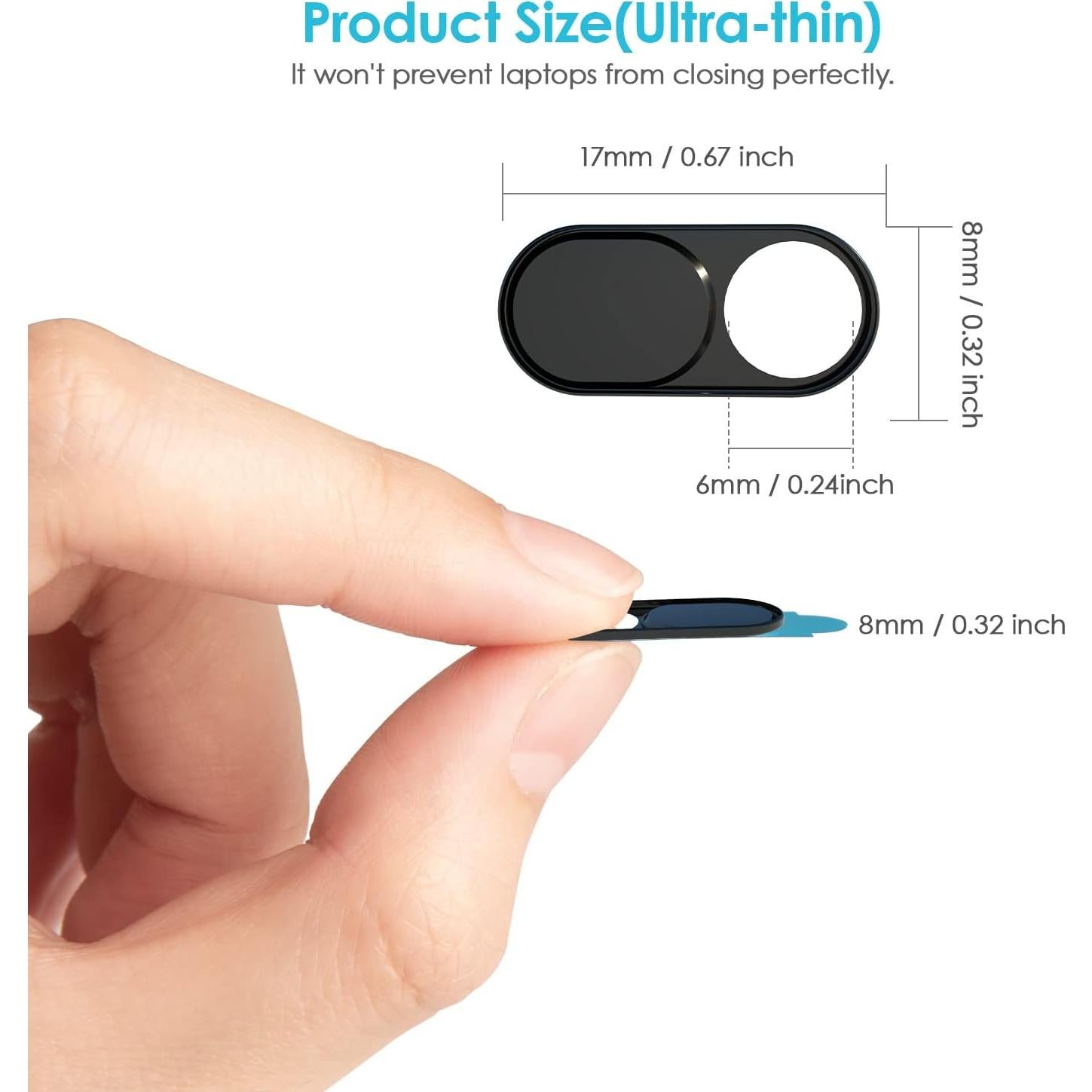 Cubierta de Privacidad para Webcam HKDGYHON - Metal Negro 3 Pzas