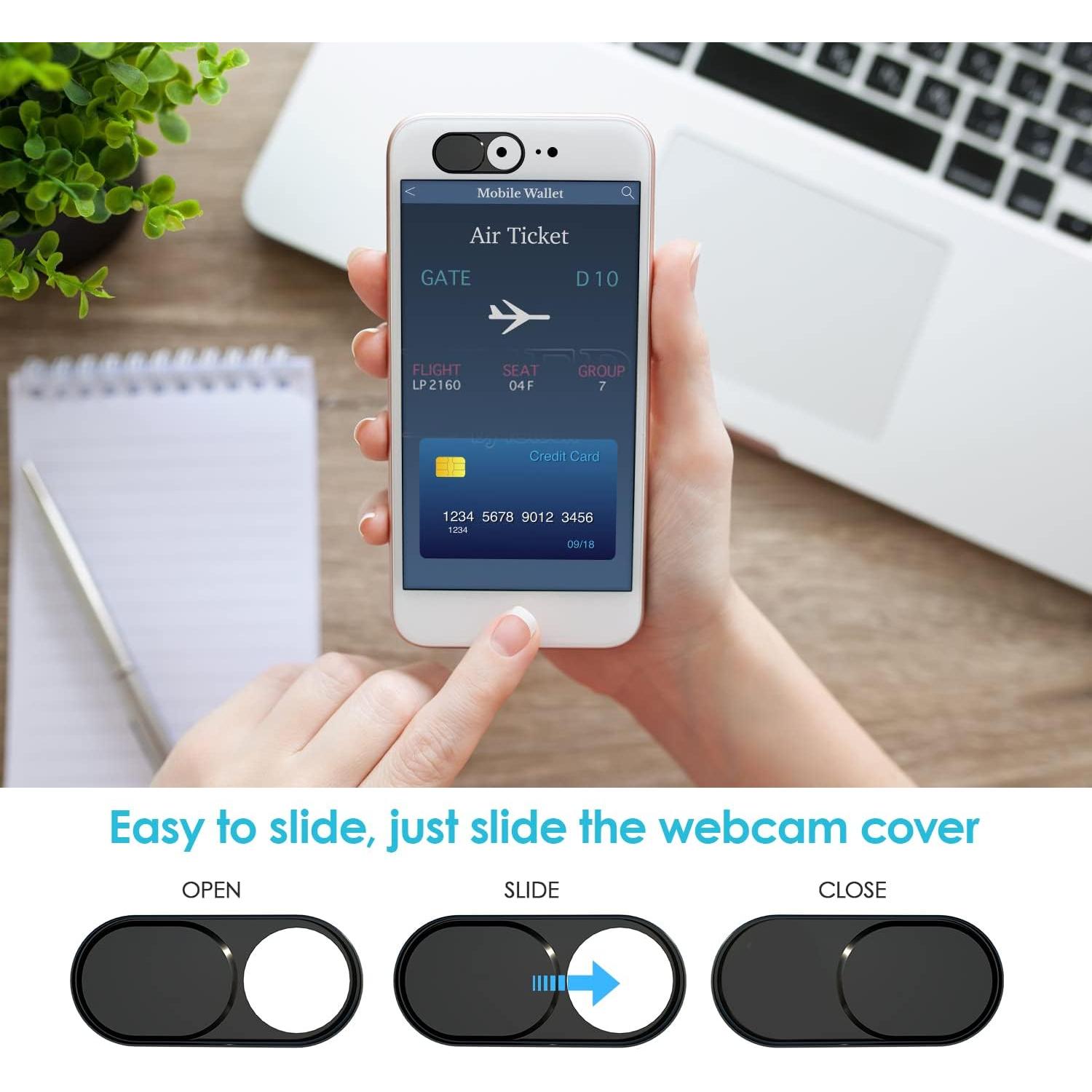 Cubierta de Privacidad para Webcam HKDGYHON - Metal Negro 3 Pzas