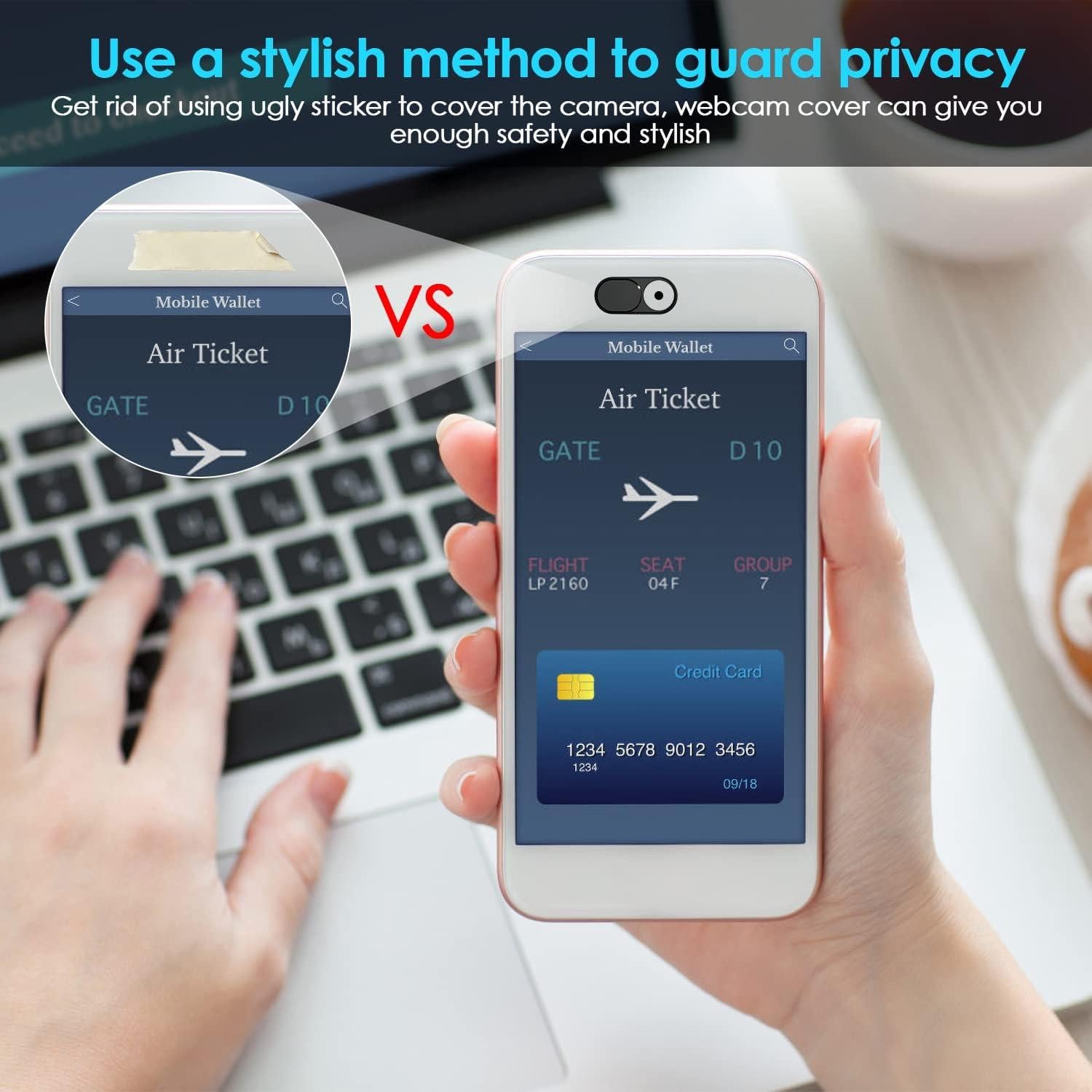 Cubierta de Privacidad para Webcam HKDGYHON - Metal Negro 3 Pzas