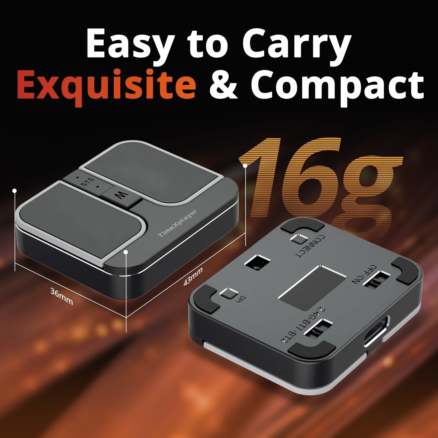 Mini Mouse Cuadrado TIMEXPLAYER Inalámbrico Bluetooth 3 en 1