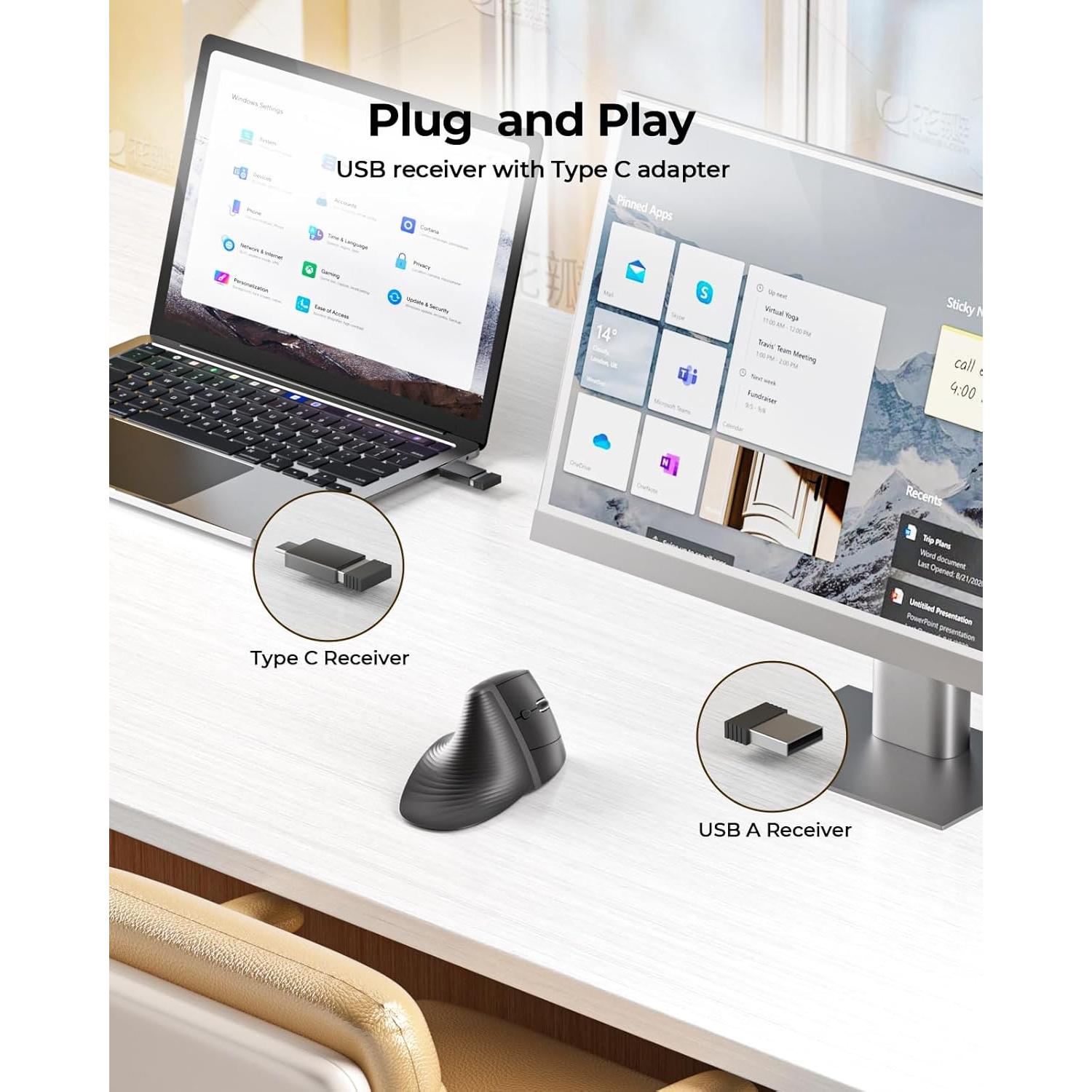 Ratón Ergonómico Seenda Vertical Recargable USB Type-C