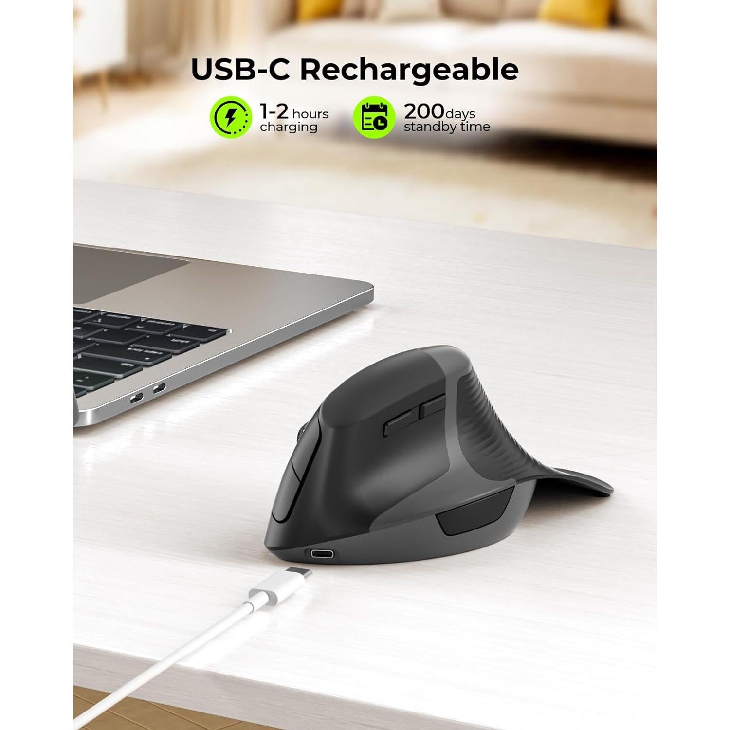 Ratón Ergonómico Seenda Vertical Recargable USB Type-C