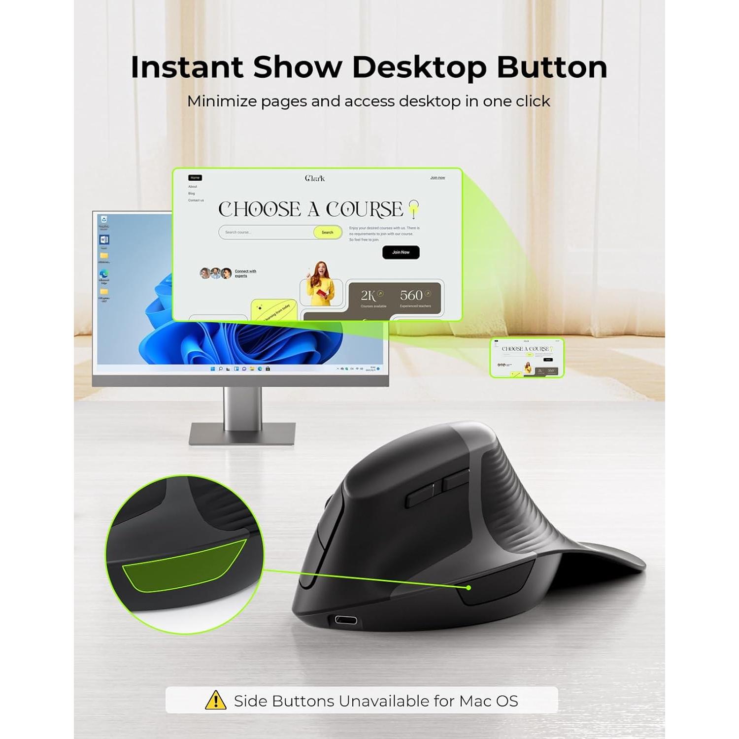 Ratón Ergonómico Seenda Vertical Recargable USB Type-C