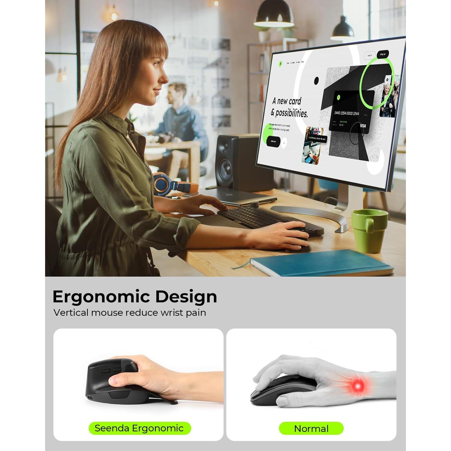 Ratón Ergonómico Seenda Vertical Recargable USB Type-C