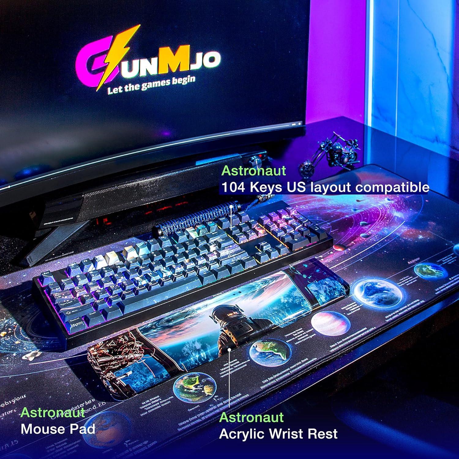 Teclas de PBT GunMjo Astronauta para Teclado Gaming 61/87/104