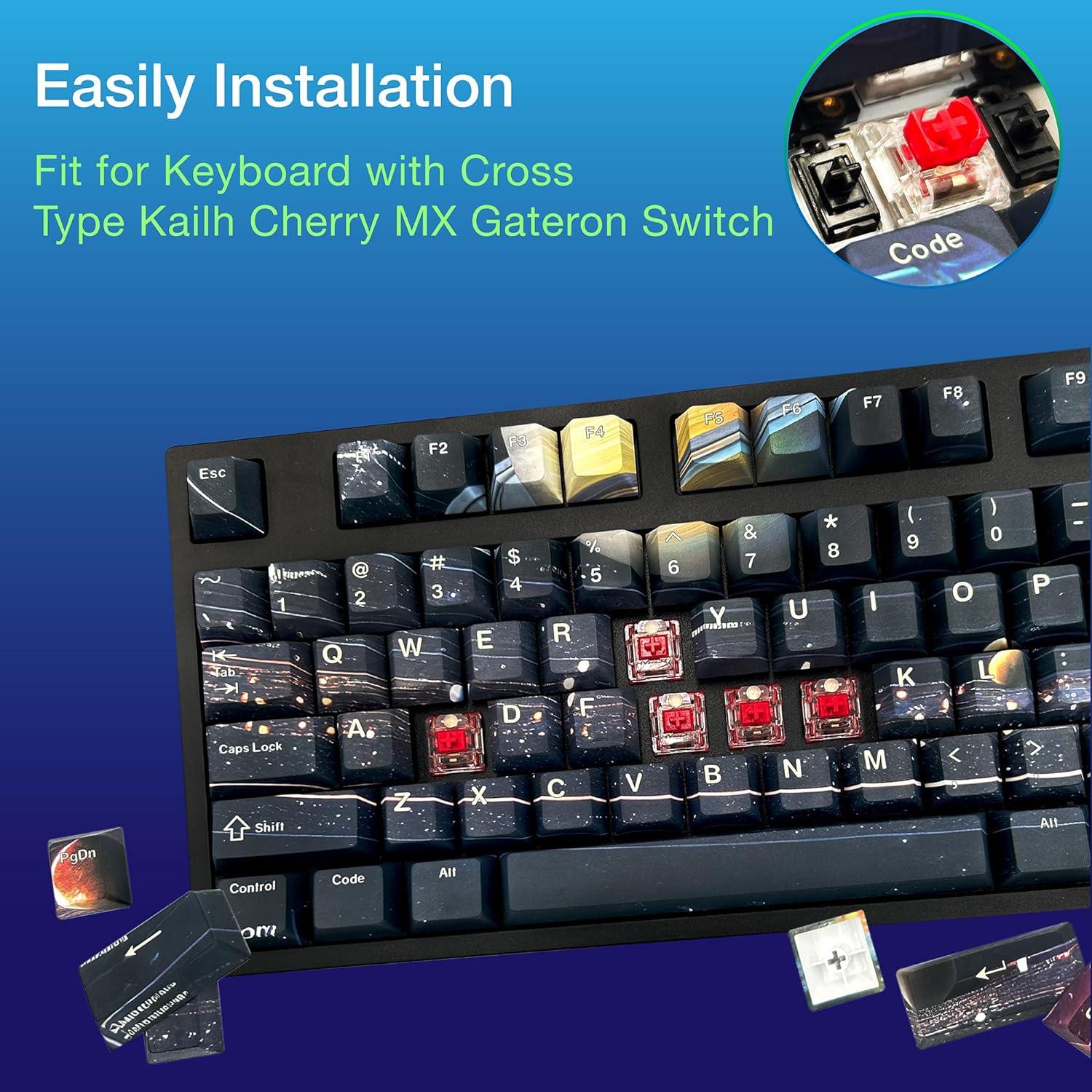 Teclas de PBT GunMjo Astronauta para Teclado Gaming 61/87/104