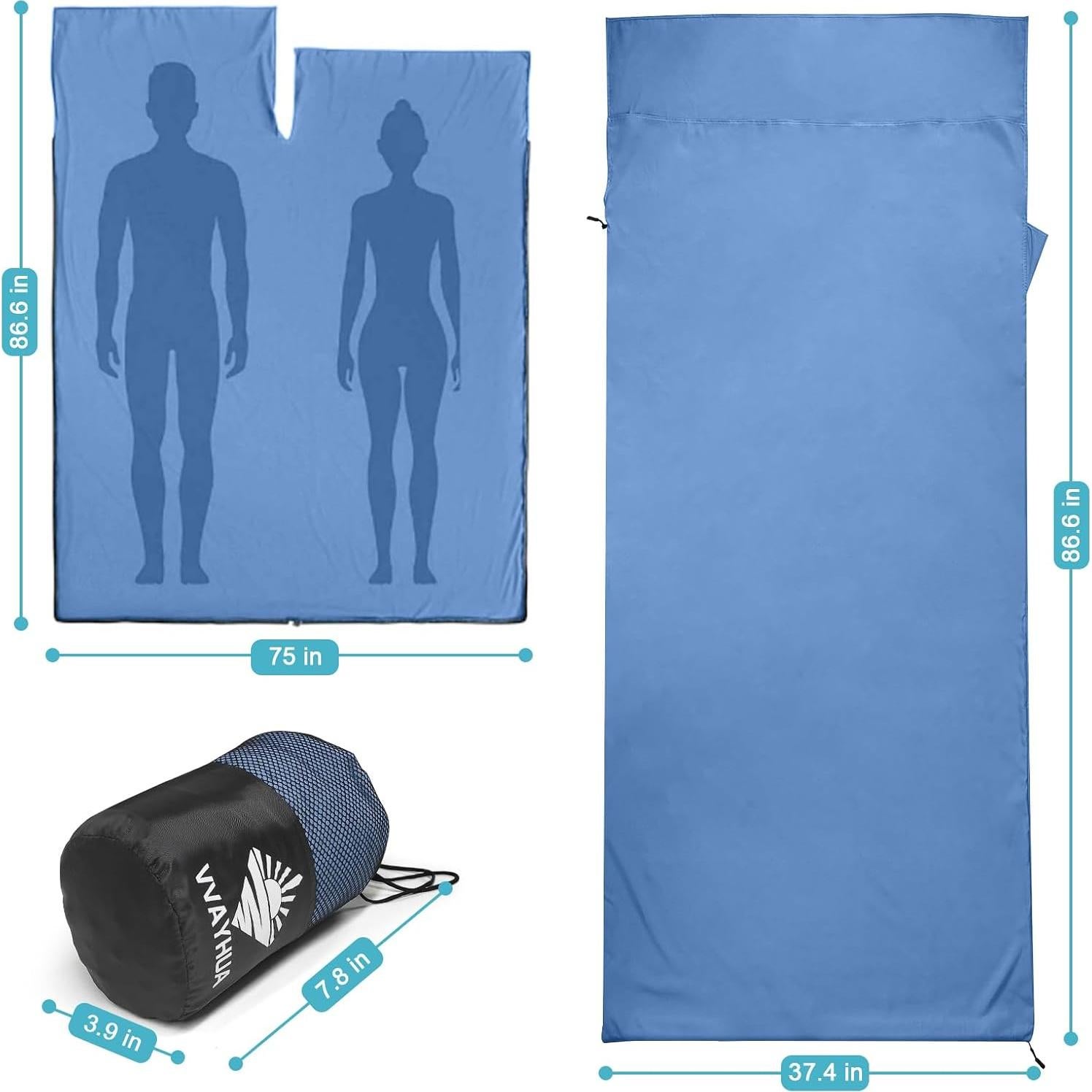 Forro de Saco de Dormir VVAYHUA Microfibra Azul Cielo 219x95cm