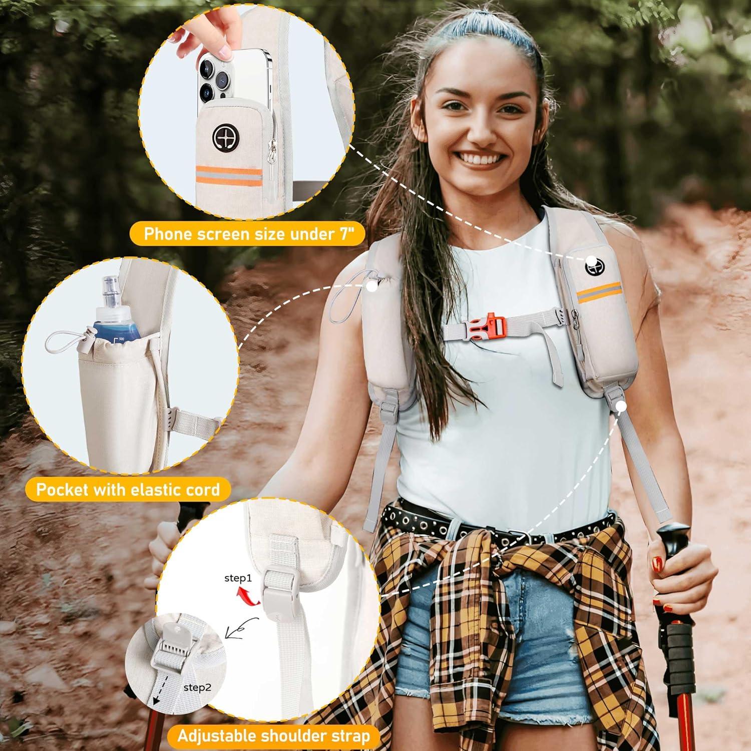 Mochila de Senderismo FIORETTO 15L Plegable Unisex Beige