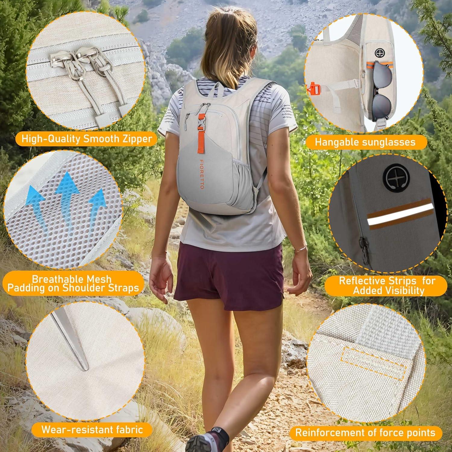 Mochila de Senderismo FIORETTO 15L Plegable Unisex Beige