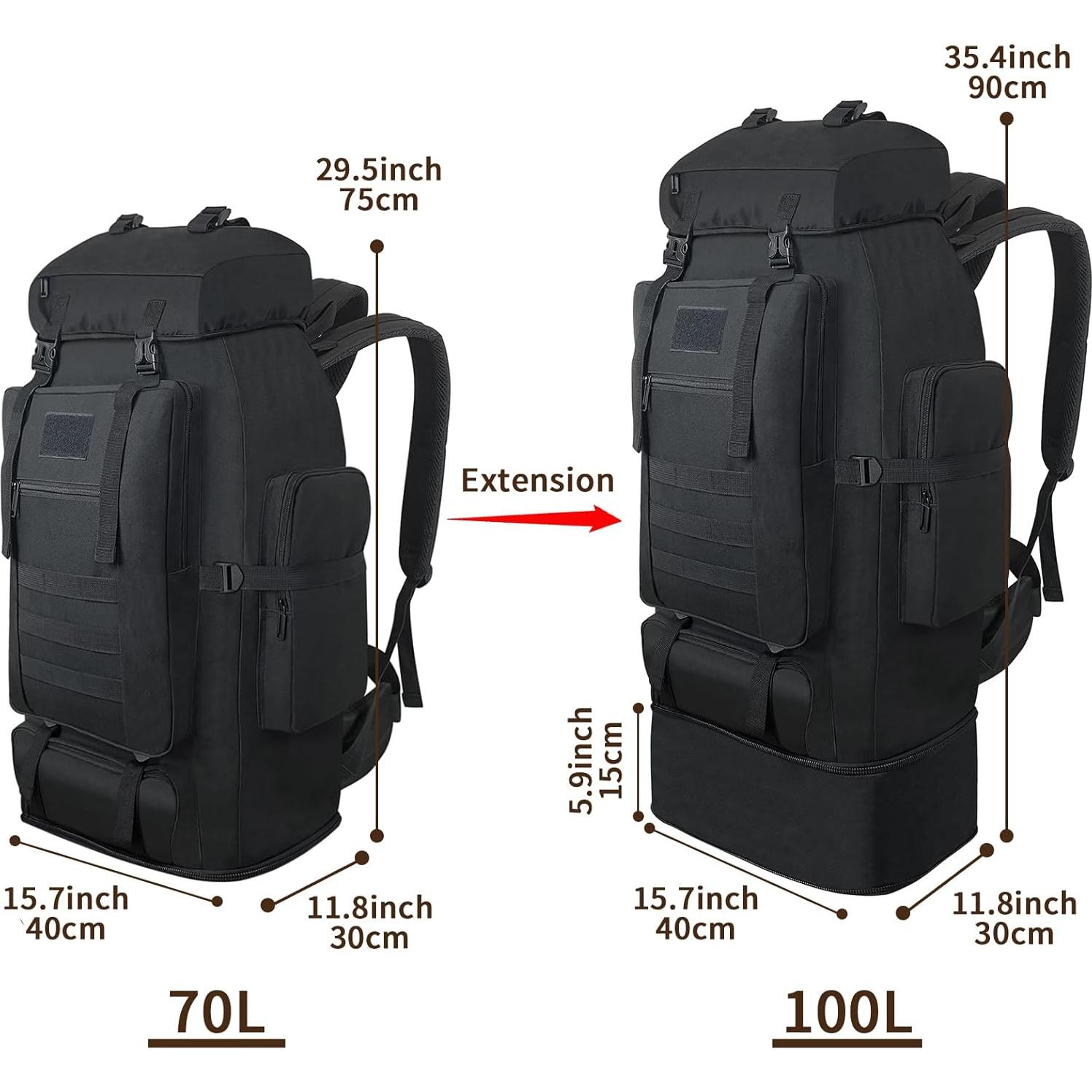 Mochila de Senderismo Vaupan 100L Impermeable Expandible