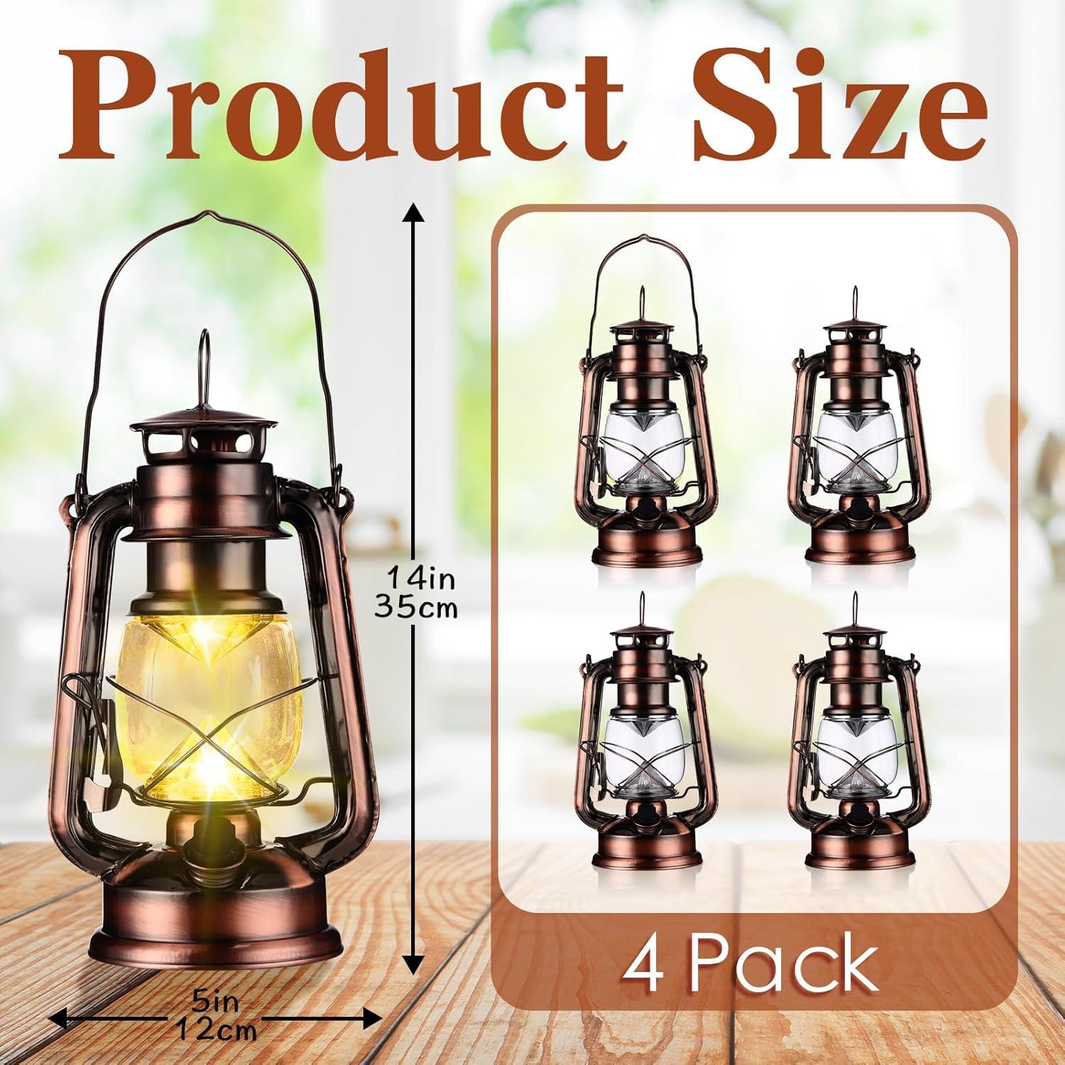 4 Faroles Vintage LED Riakrum Bronce 24.1 cm Luz Cálida