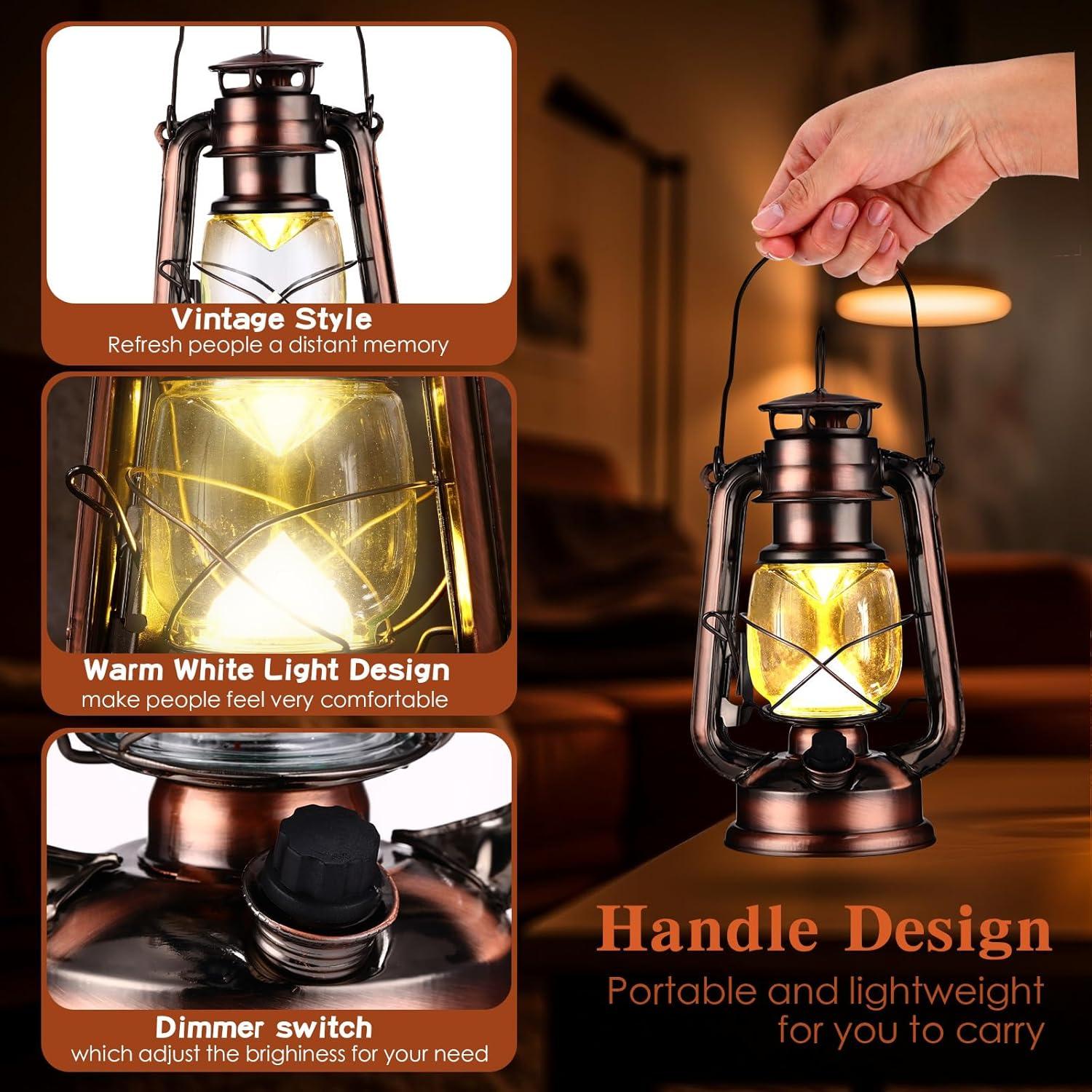 4 Faroles Vintage LED Riakrum Bronce 24.1 cm Luz Cálida