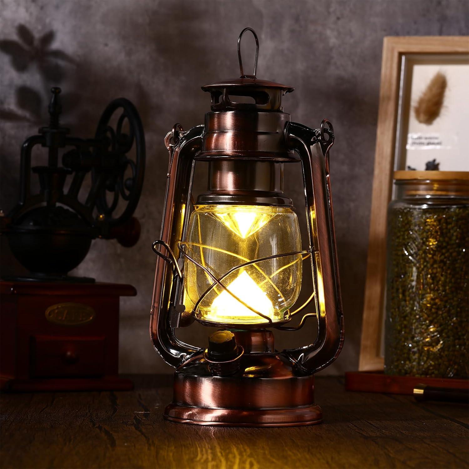 4 Faroles Vintage LED Riakrum Bronce 24.1 cm Luz Cálida