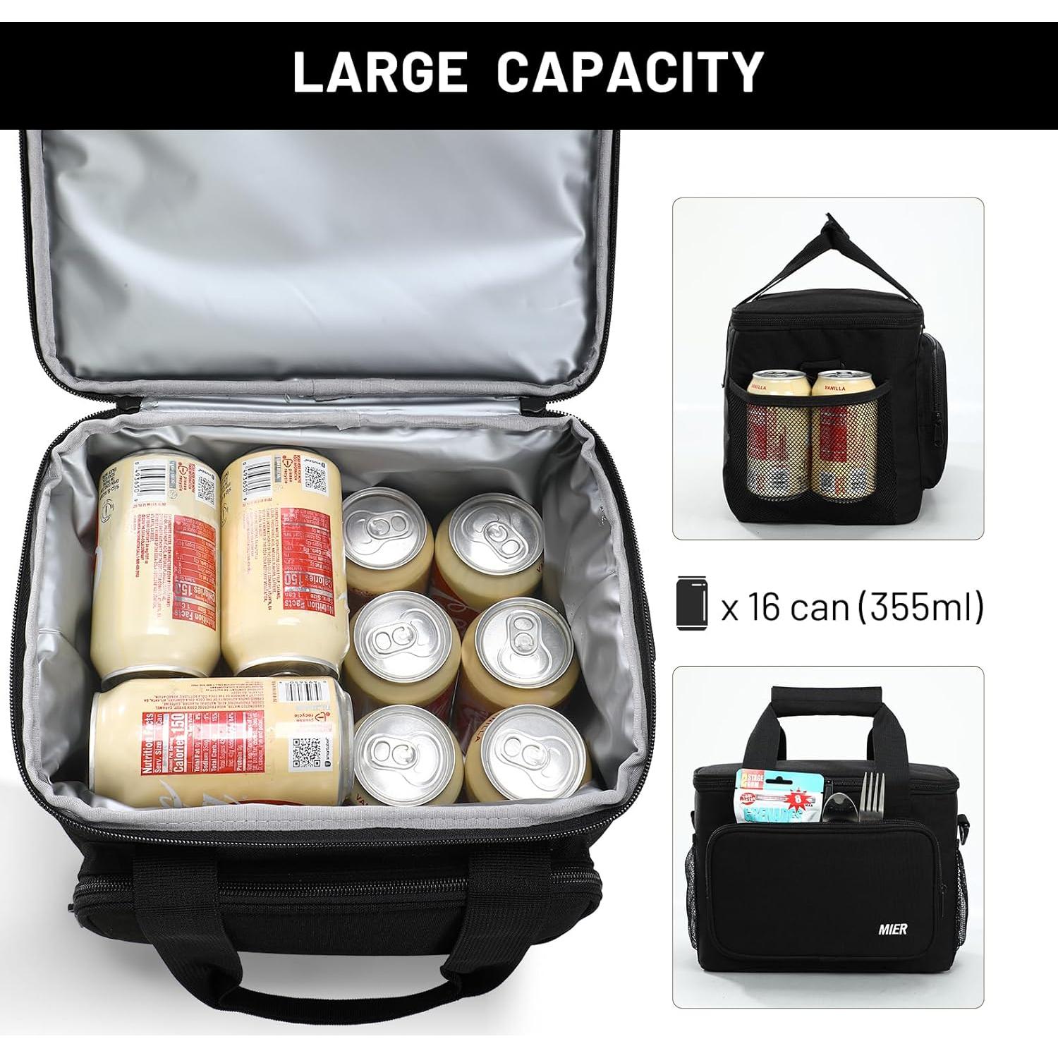 Caja de Almuerzo Aislada MIER 11L Negra para Trabajo y Picnic