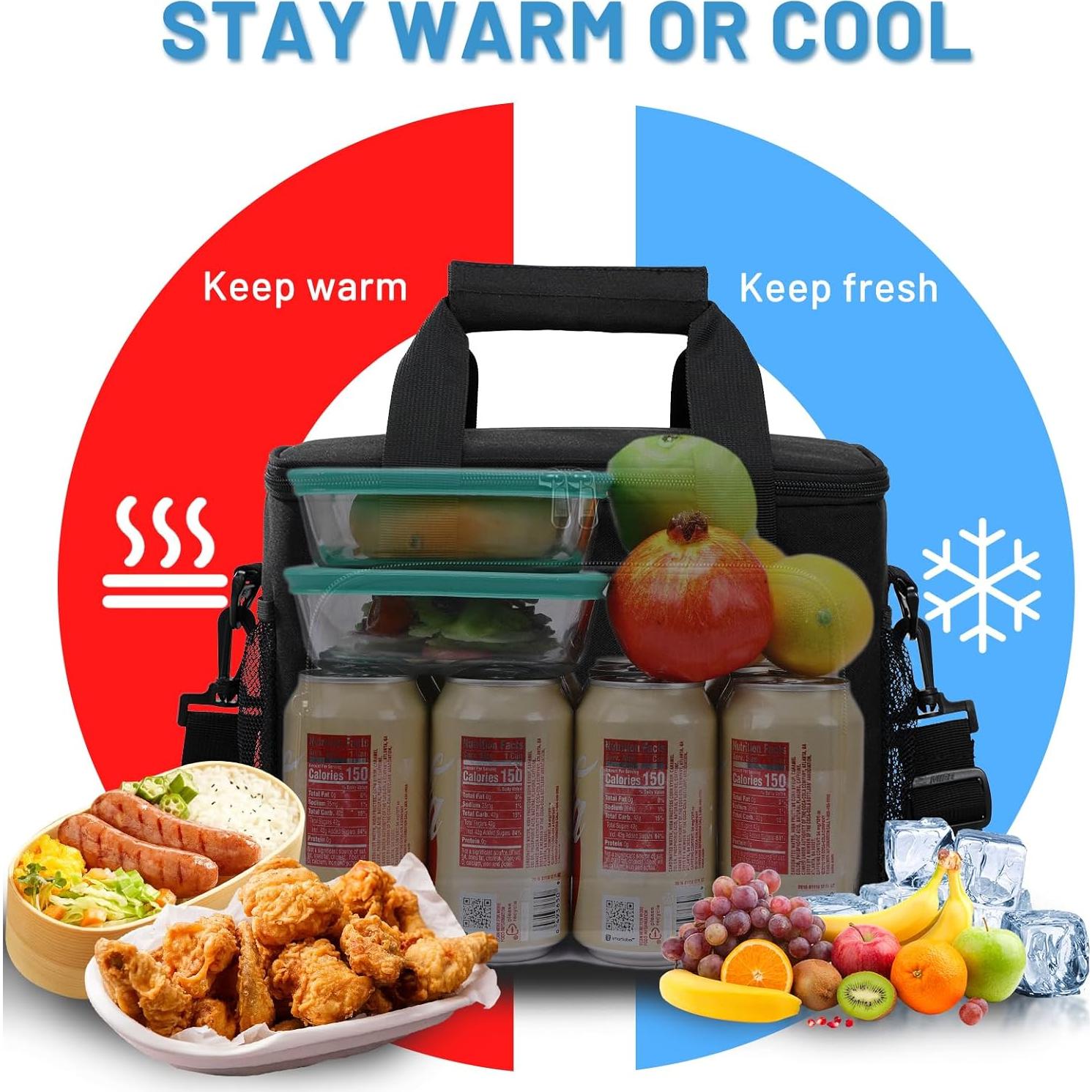 Caja de Almuerzo Aislada MIER 11L Negra para Trabajo y Picnic