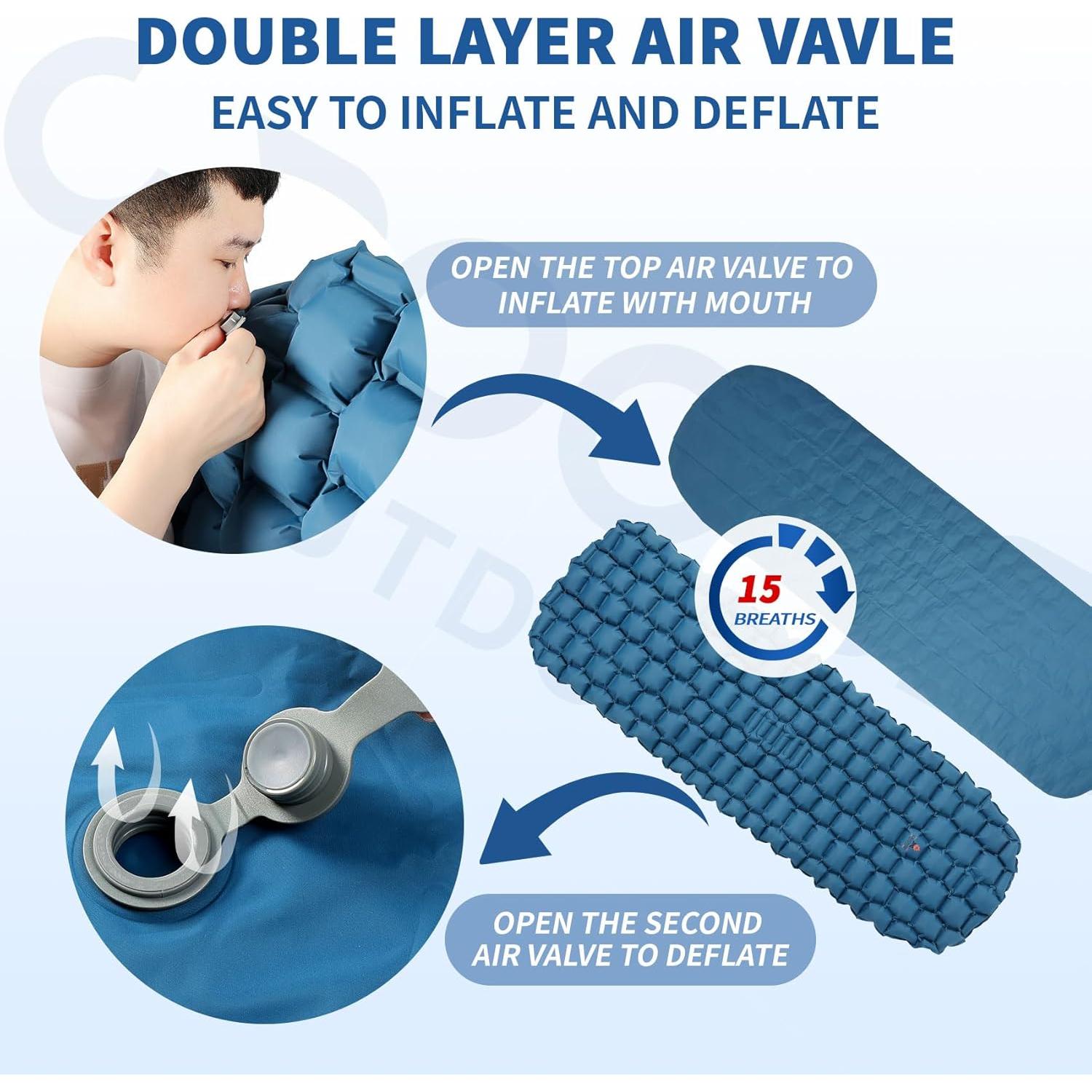 Colchoneta Inflable Camping Croosseoutdoors 2" Azul 200x65cm