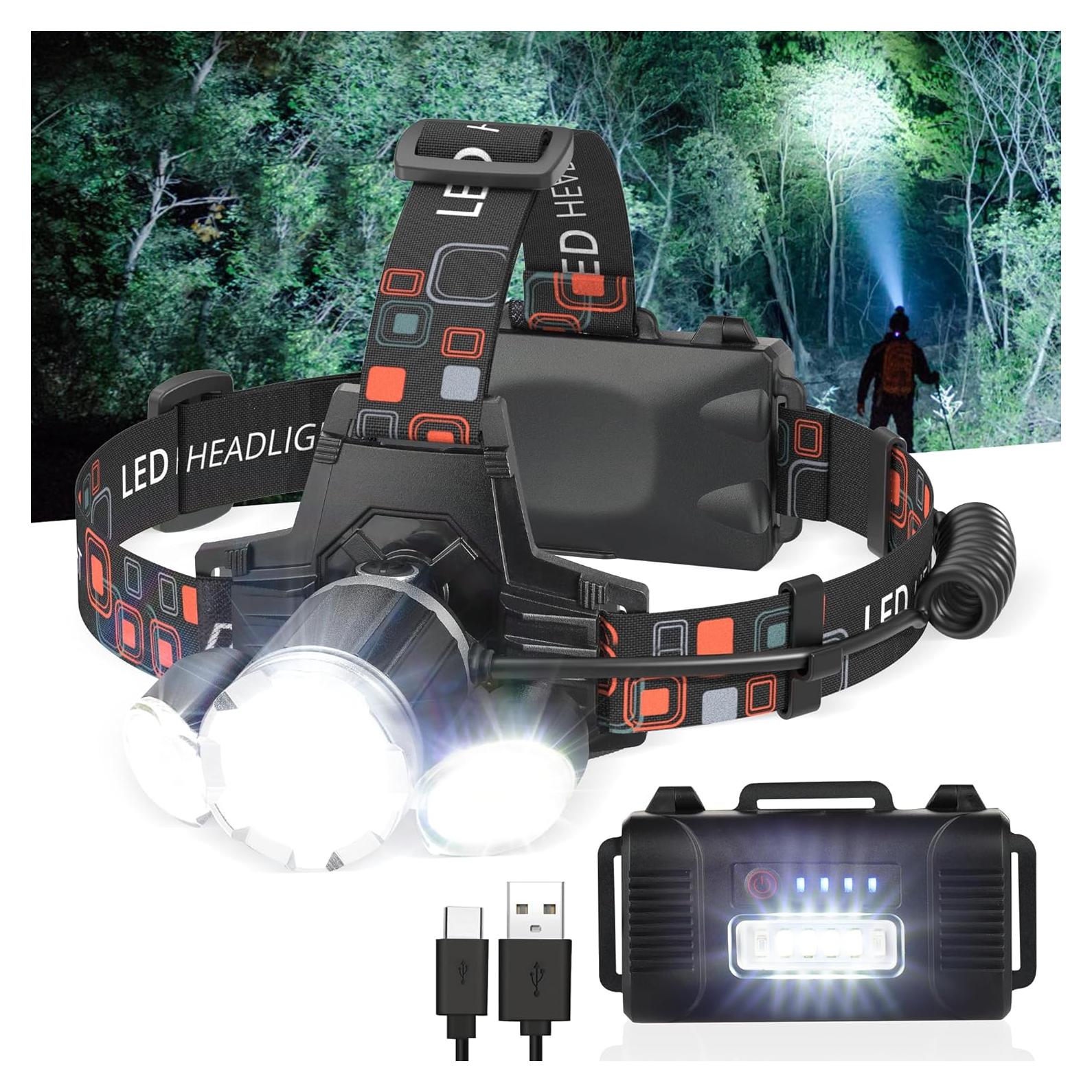 Linterna Frontal Recargable BOBKID 1500 Lúmenes LED Impermeable